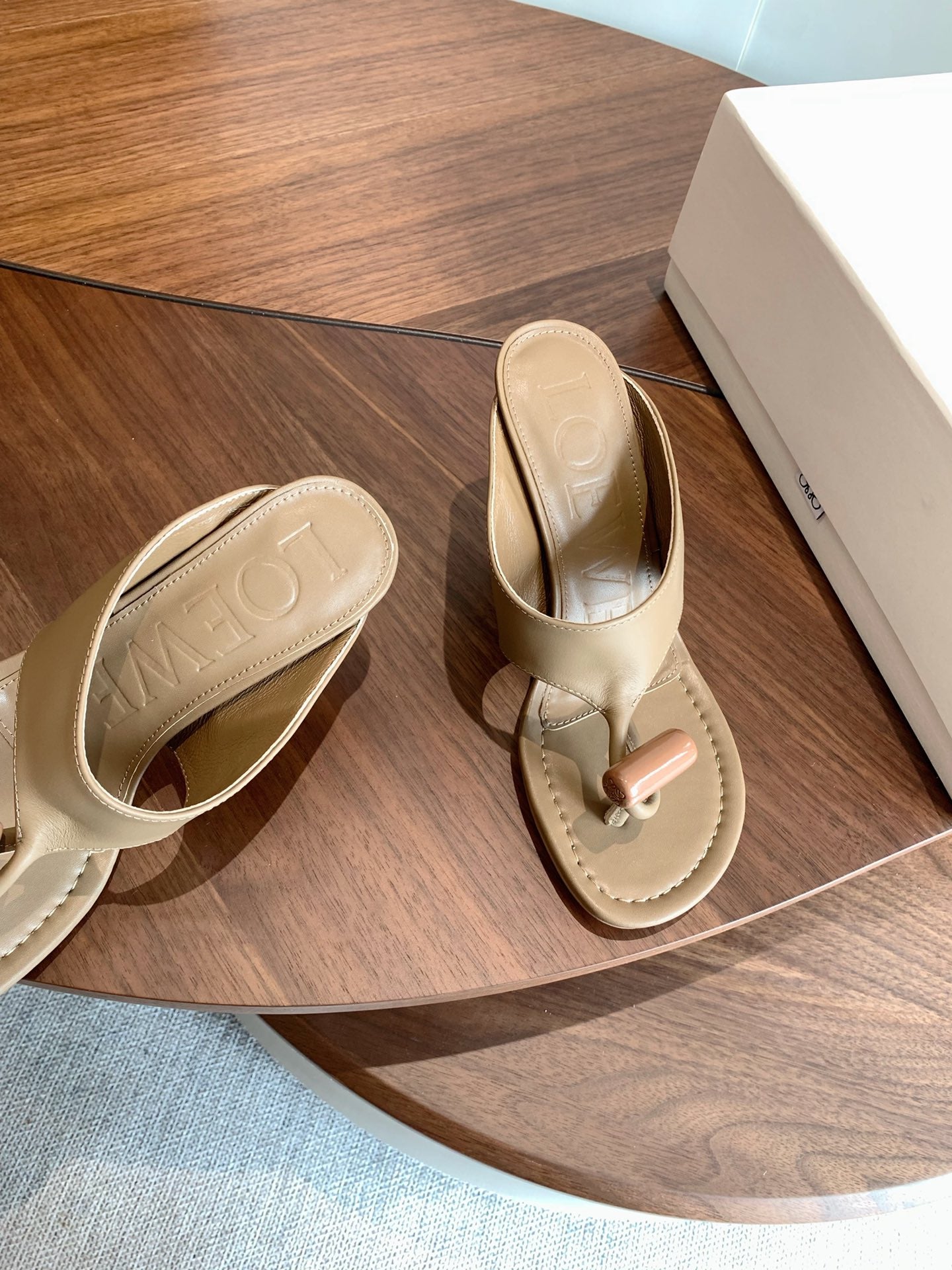 Loewe Toggle Sandals 9cm Beige Leather 878022