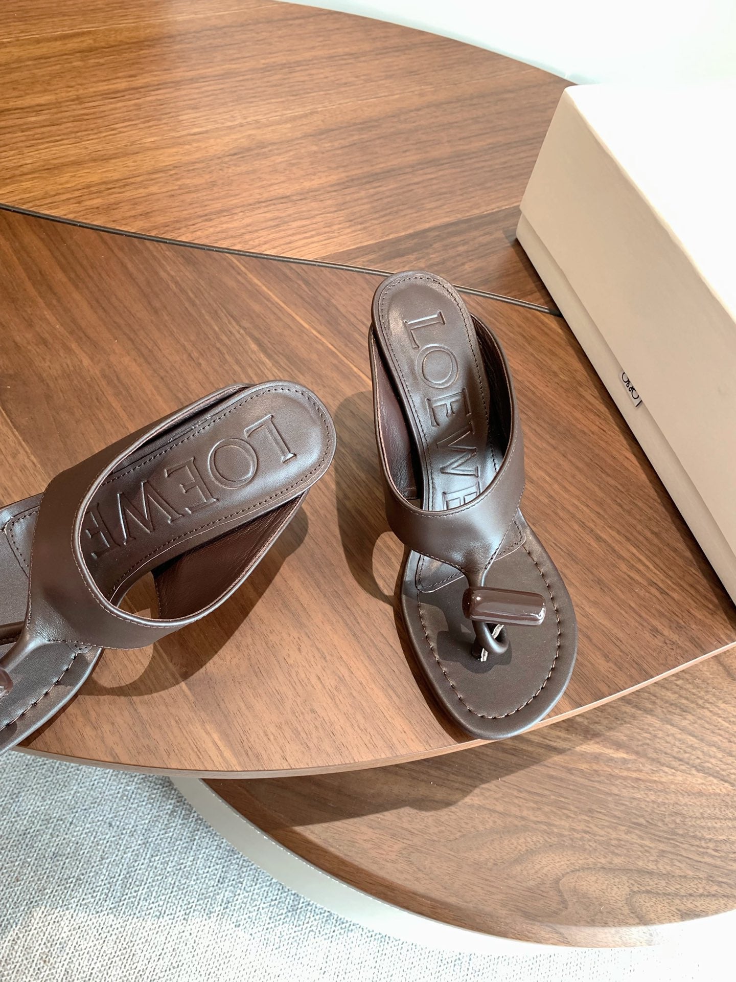 Loewe Toggle Sandals 9cm Coffee Leather 878023