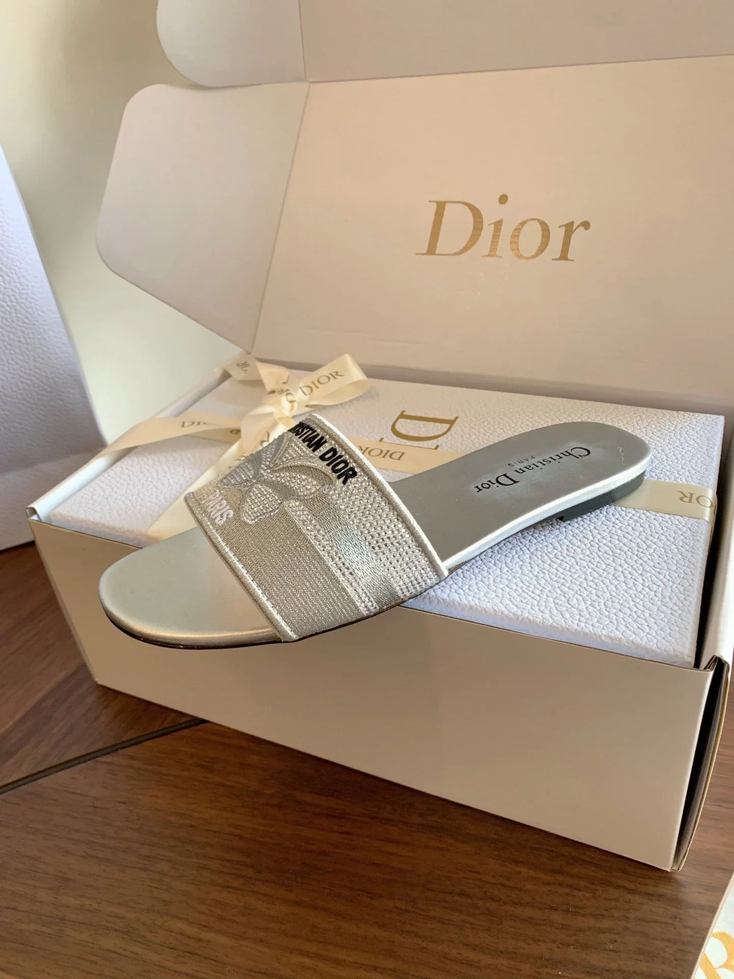 Dior 2026 Butterfly Embroidered Slipper Canvas 878189