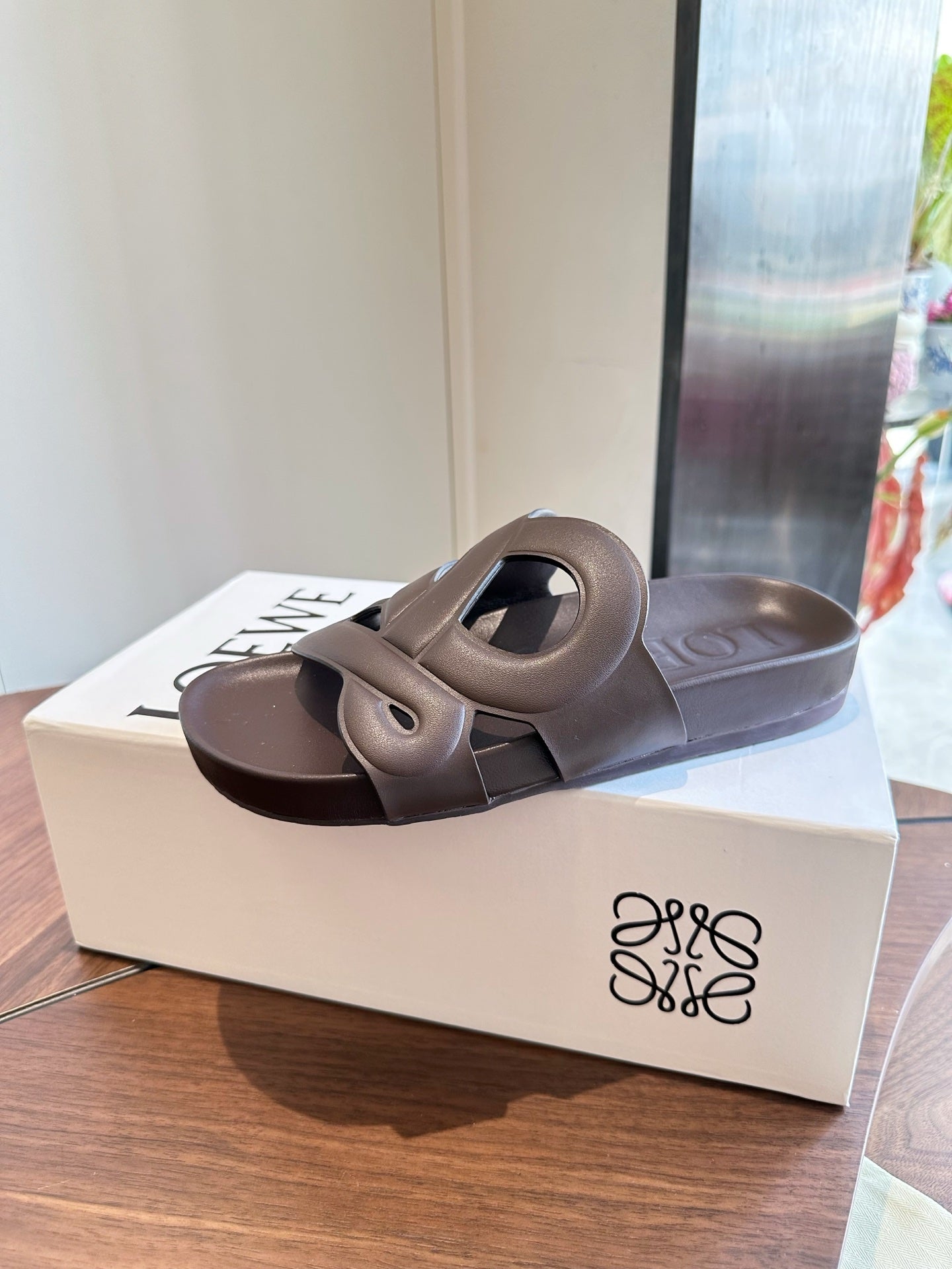 Loewe Ease Slide Coffee Leather 878033