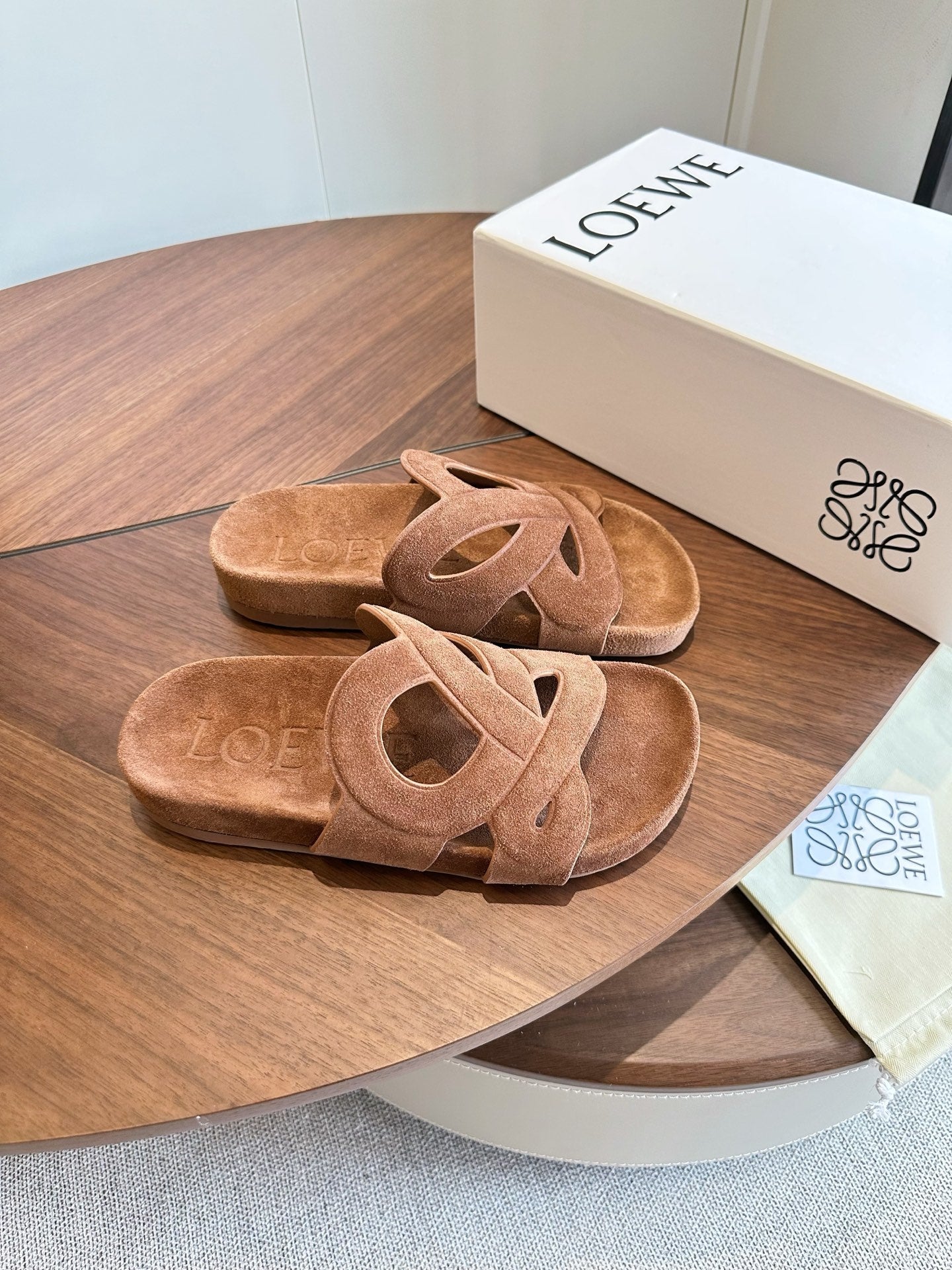 Loewe Ease Slide Brown Suede 878034