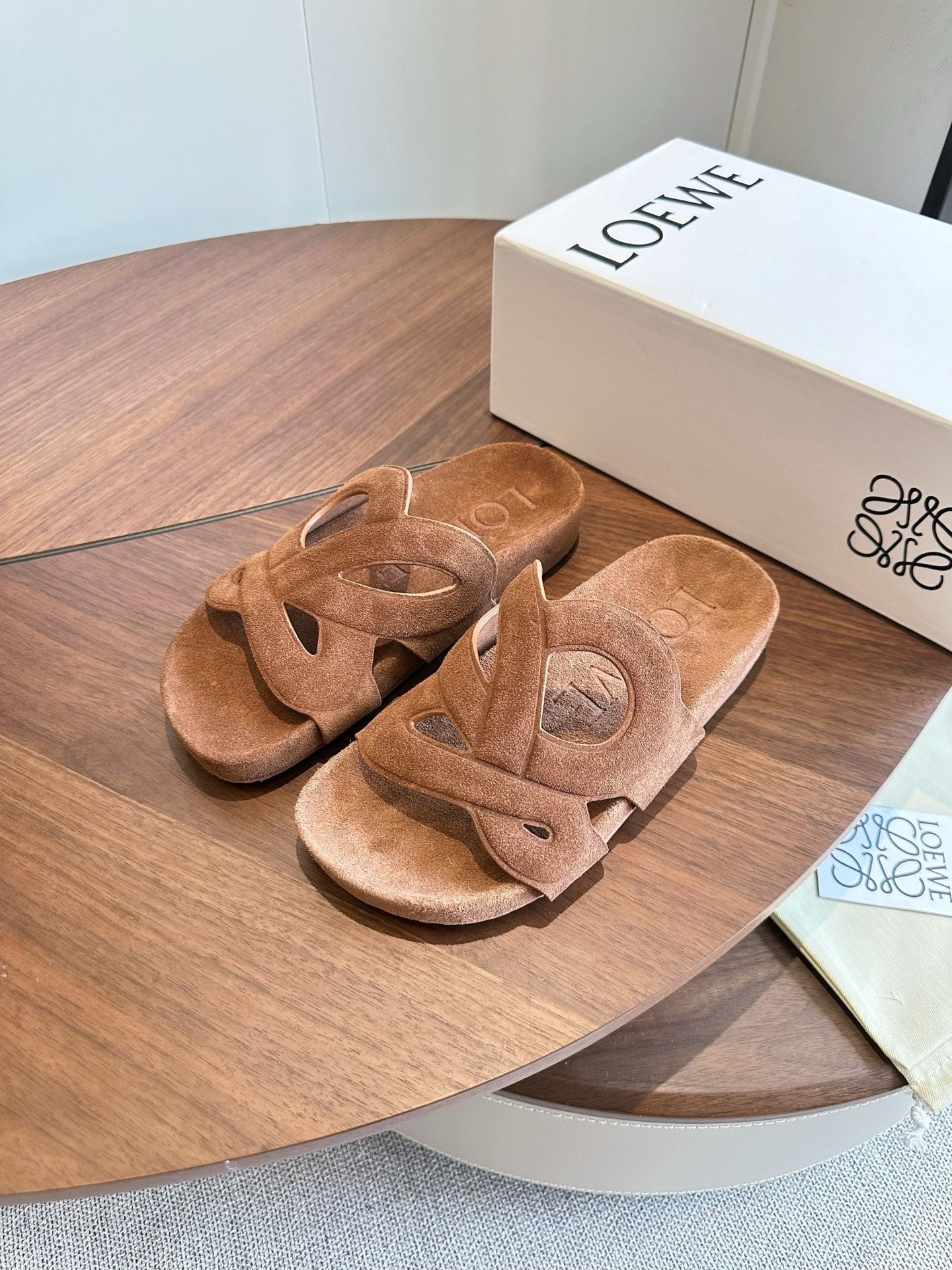 Loewe Ease Slide Brown Suede 878034