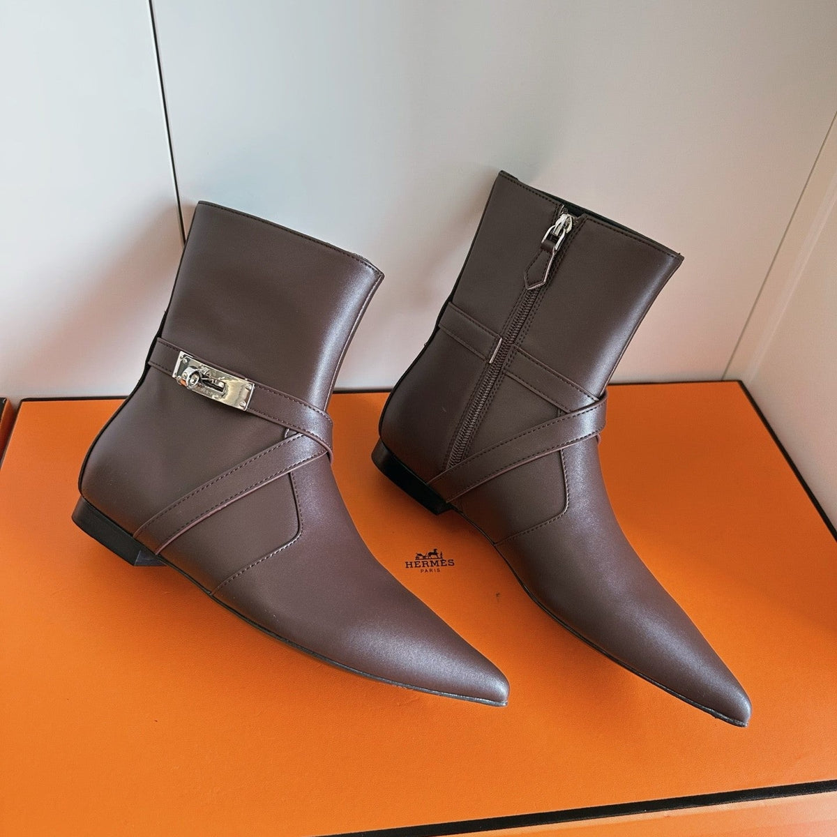 HM 26s Nice Ankle Boots 1.5cm Brown Leather 150730