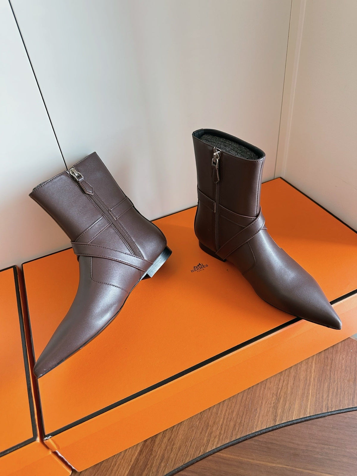 HM 26s Nice Ankle Boots 1.5cm Brown Leather 150730