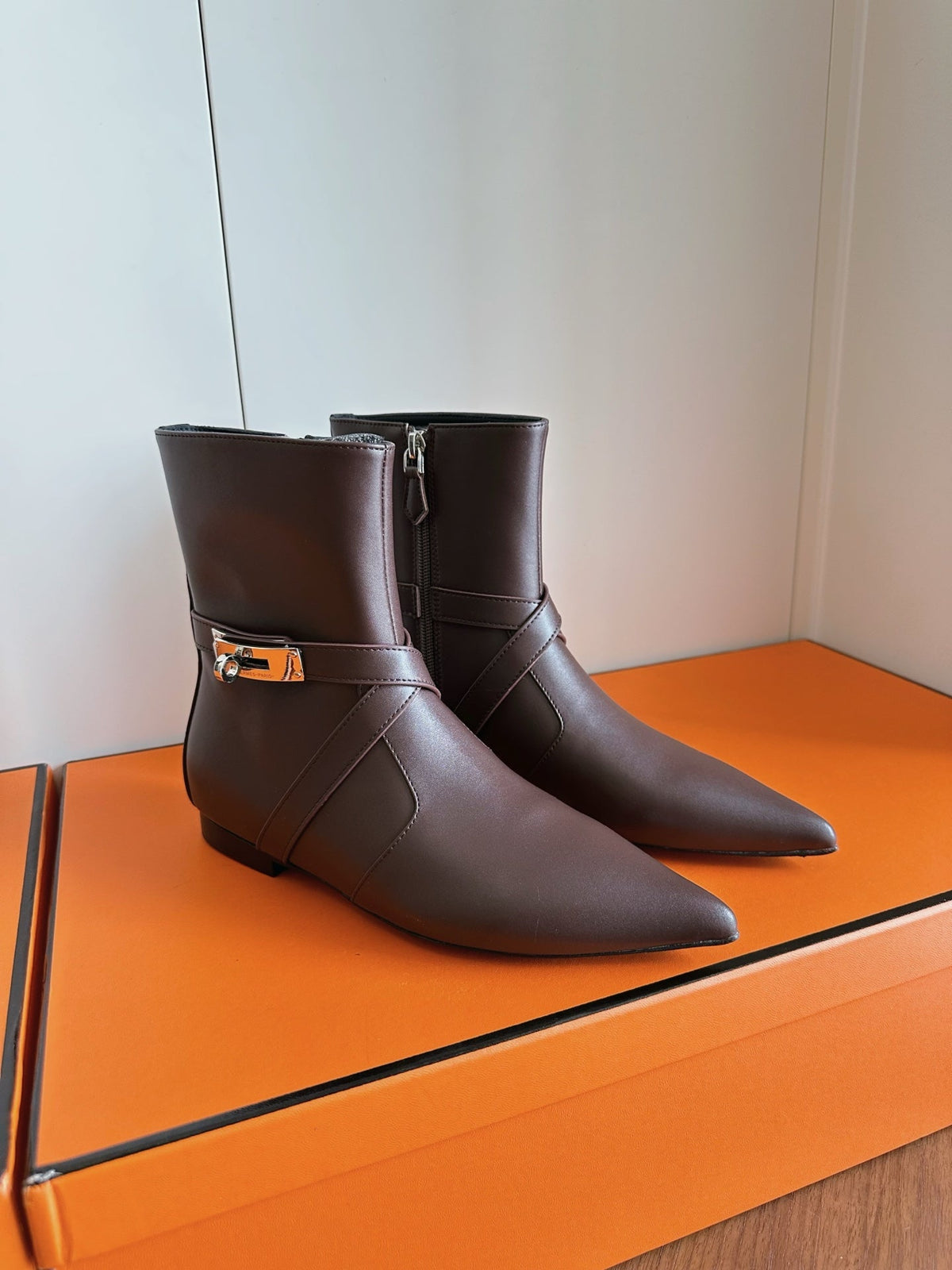 HM 26s Nice Ankle Boots 1.5cm Brown Leather 150730