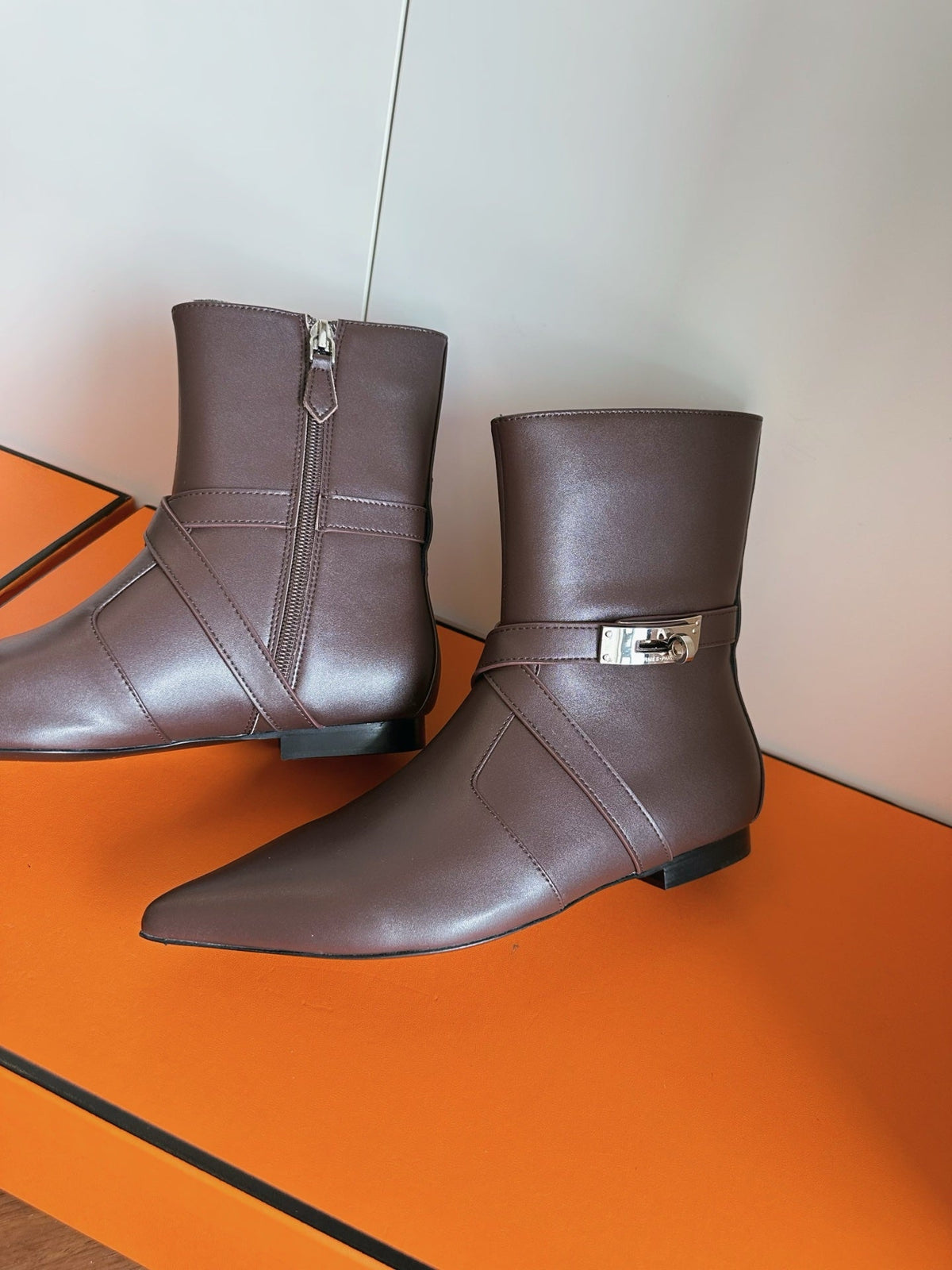 HM 26s Nice Ankle Boots 1.5cm Brown Leather 150730