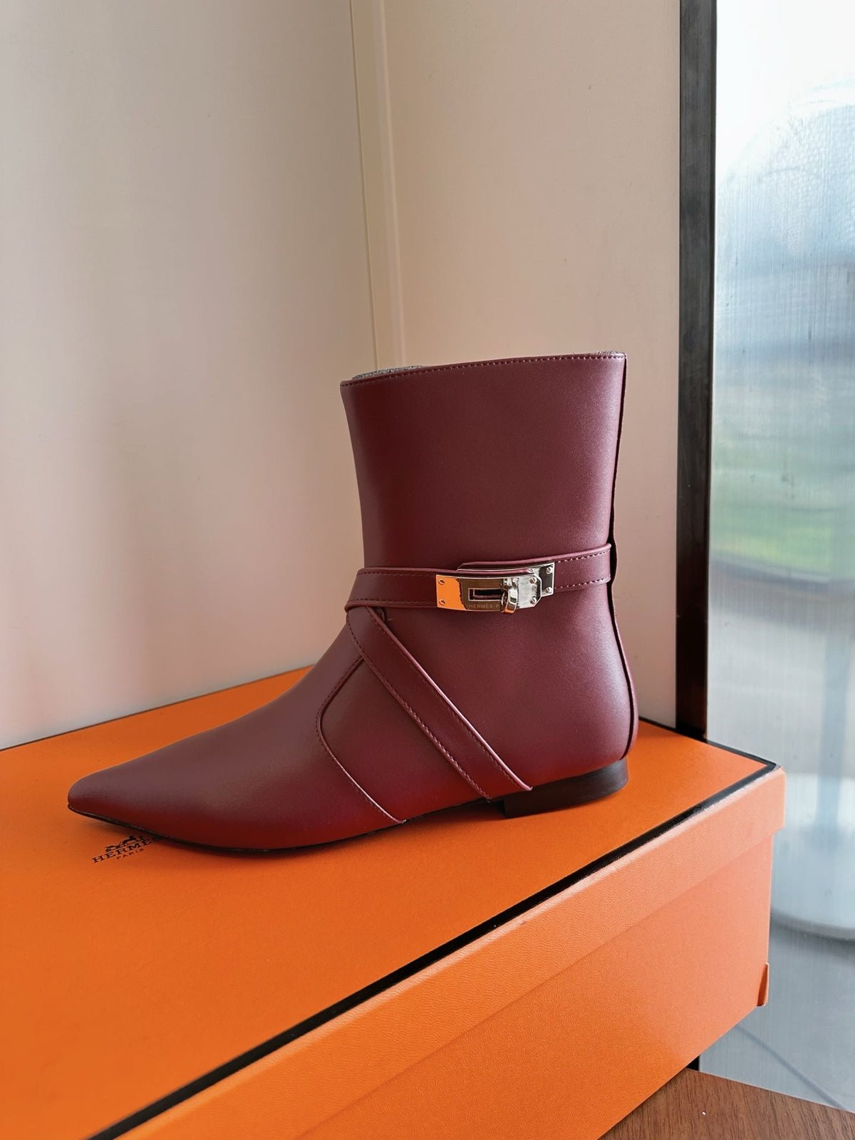 HM 26s Nice Ankle Boots 1.5cm Burgundy Leather 150731