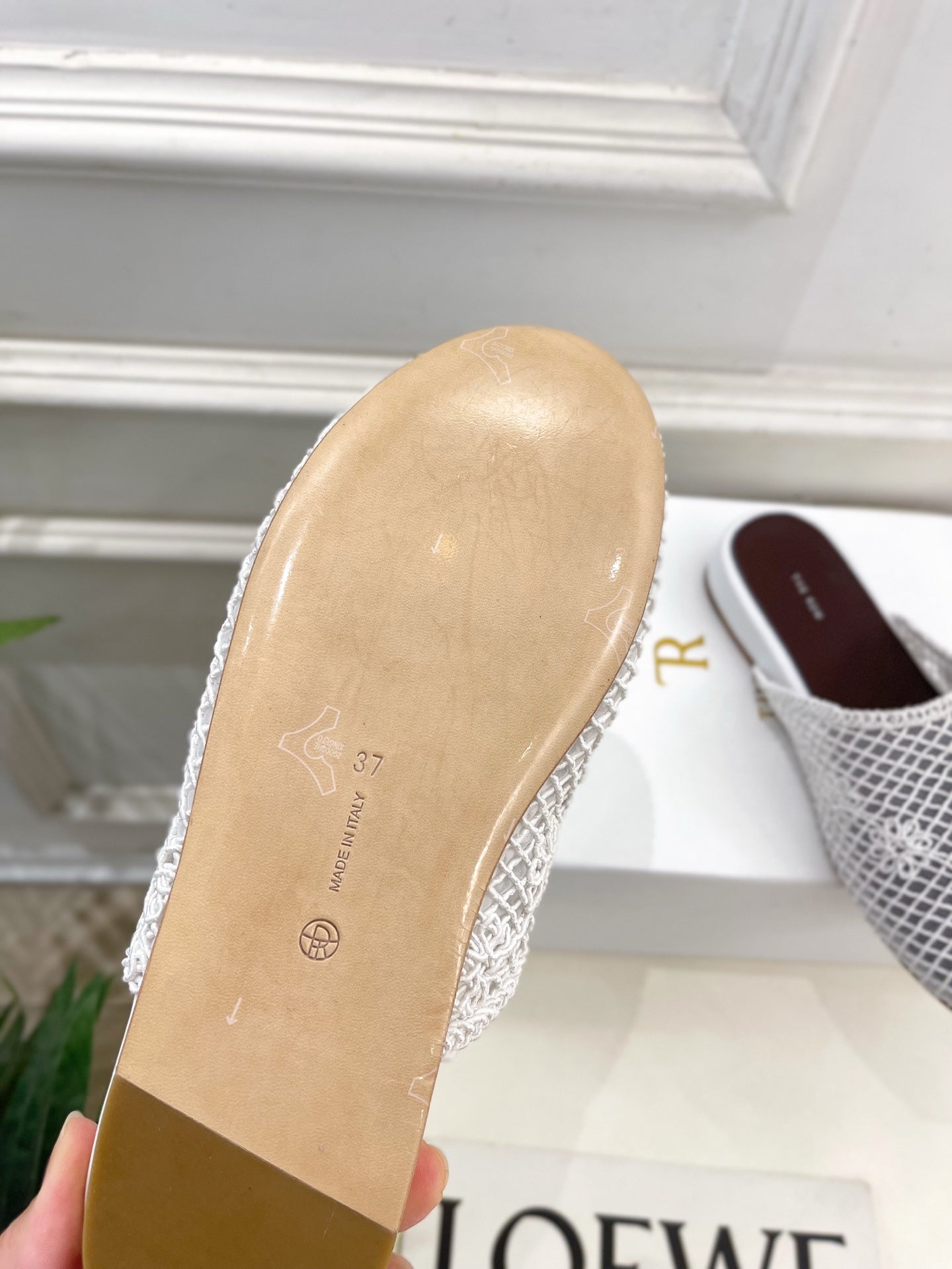 The Row  Slide Mules 25mm White Mesh And Sheepskin 325556