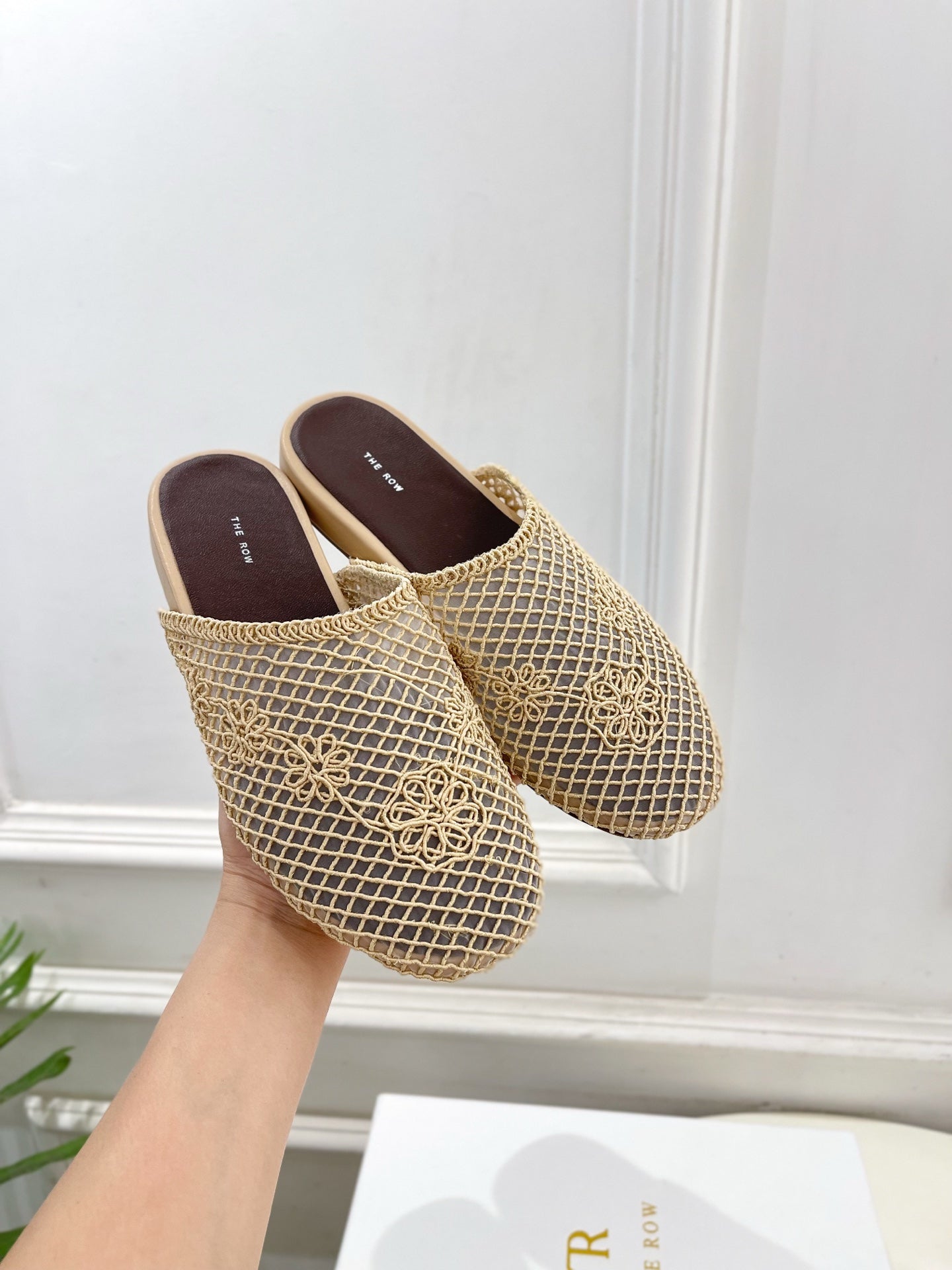 The Row  Slide Mules 25mm Beige Mesh And Sheepskin 325557