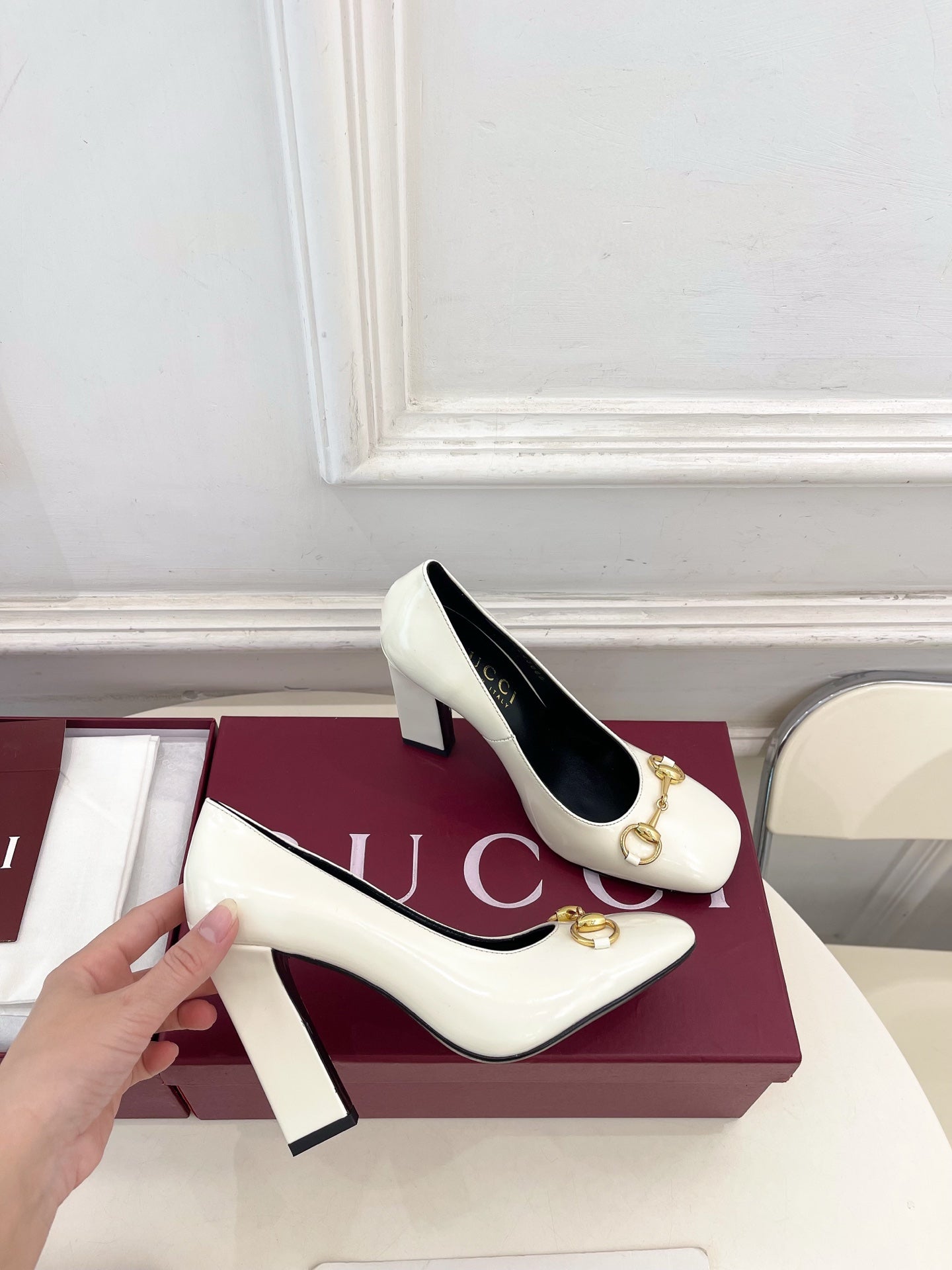 GG 26s Signora Pump 10cm White Leather 640301