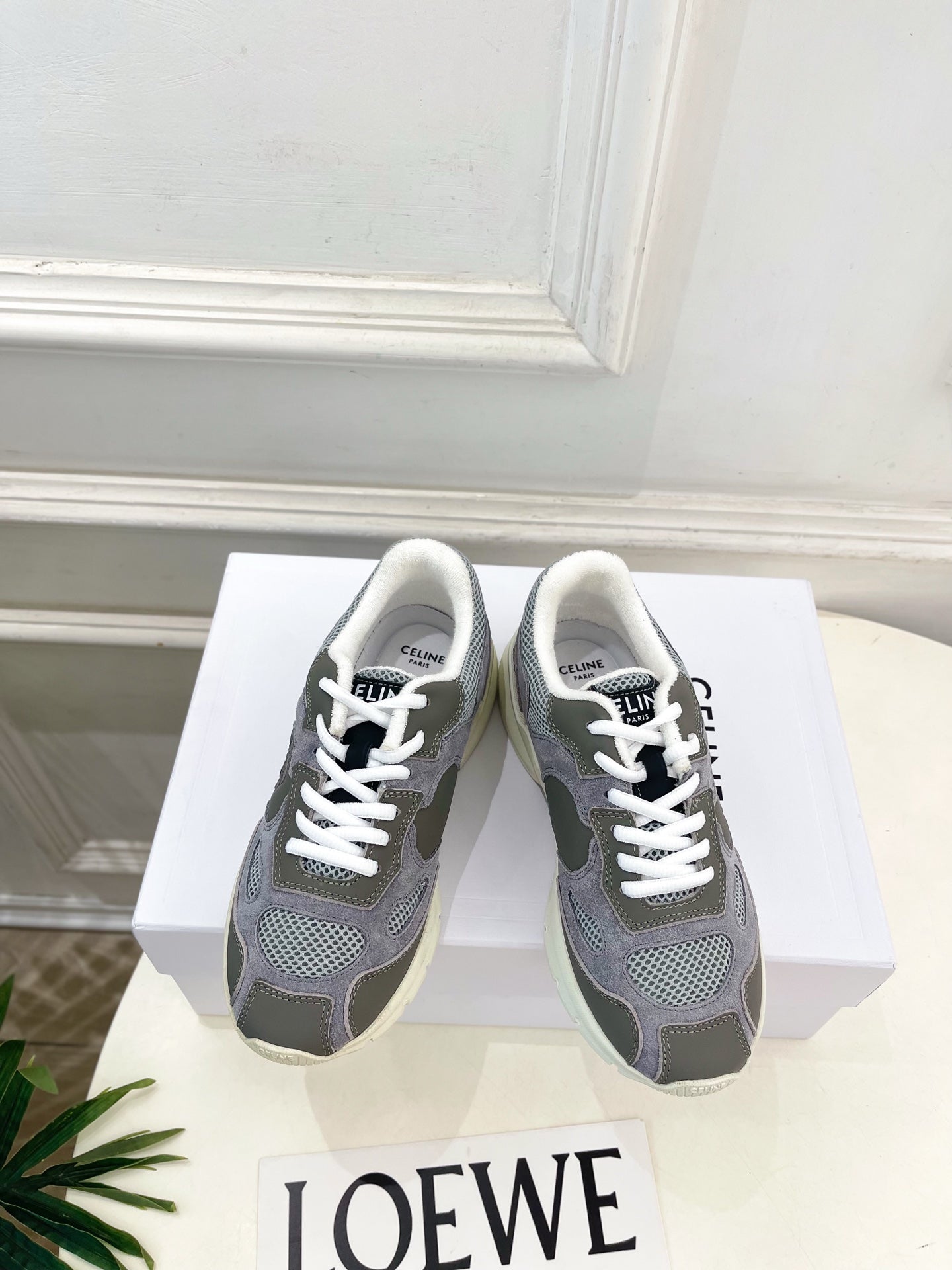 Celine 26s Runner Sneaker Grey Mesh Suede 947585