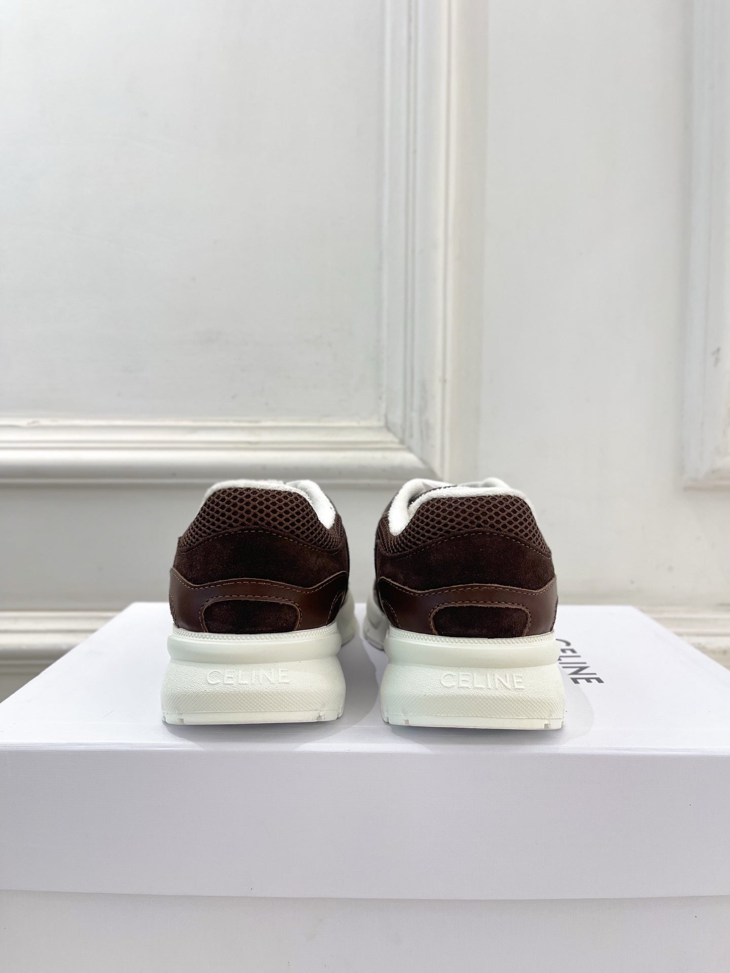 Celine 26s Runner Sneaker Coffee Mesh Suede 947583