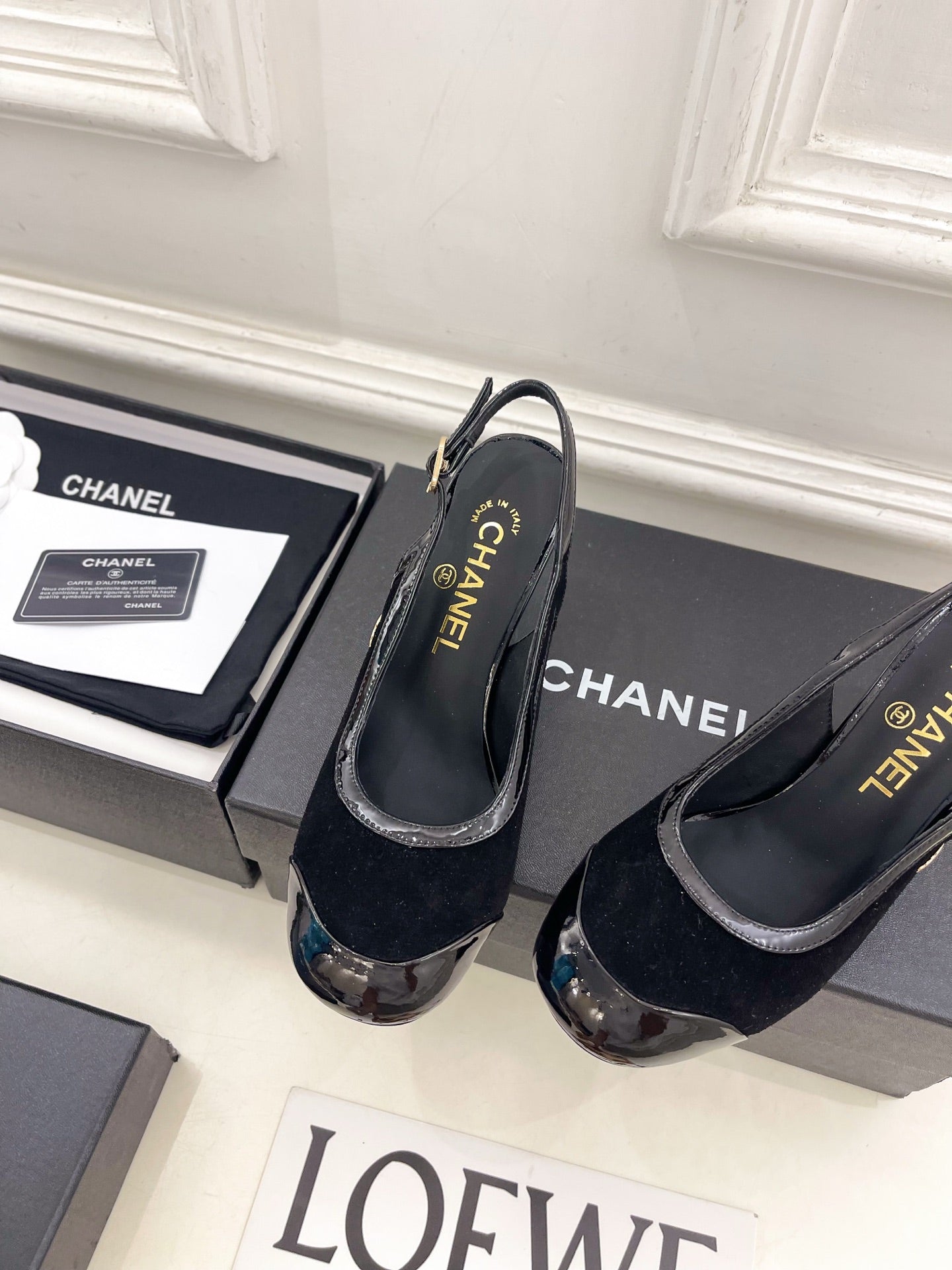 CC 26s Slingbacks Conic Heel 9cm Black Suede Leather 946879