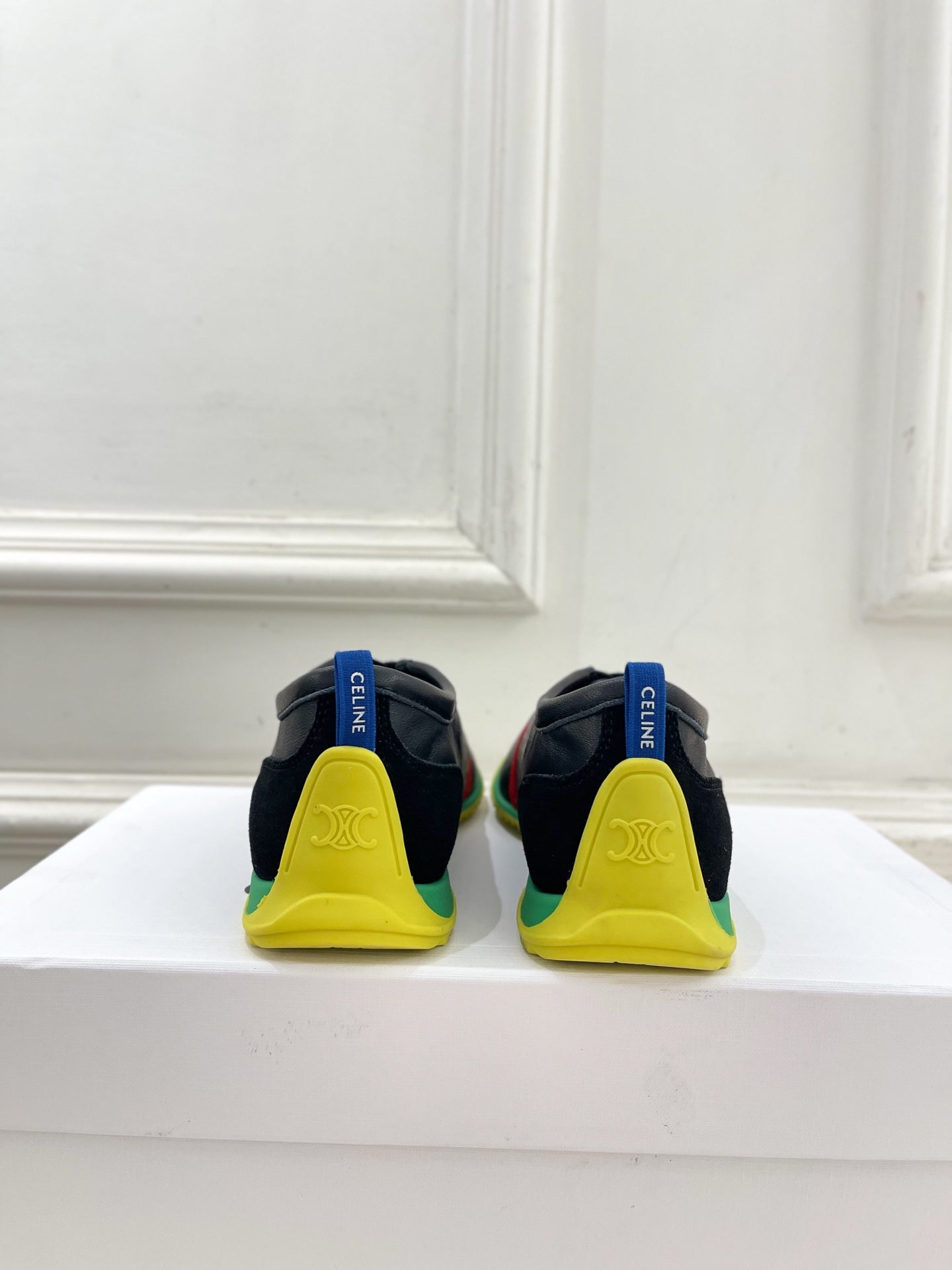 Celine 26s Soft Sneaker Black Green Perforated Lambskin Suede 947586