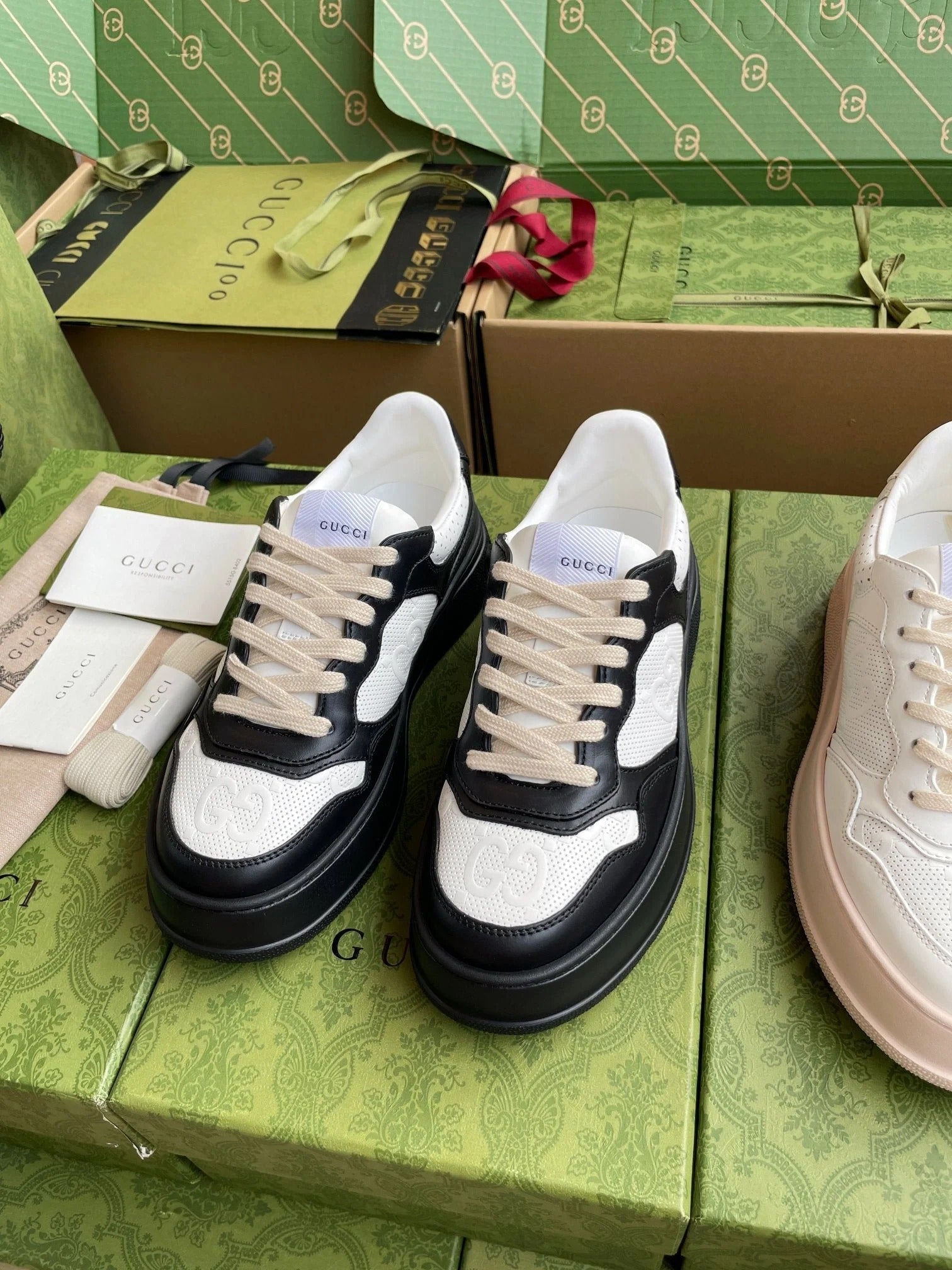 GG 26 Sneaker White Navy Blue Canvas Suede 632877