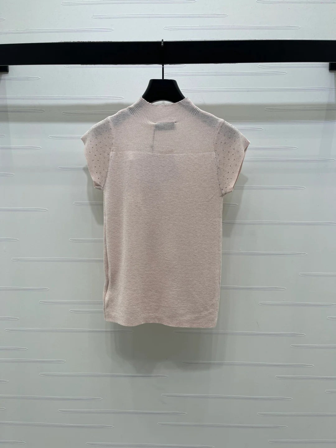 Miumiu 2026 Crew Neck Sheer Knit Short-sleeved Top 352770
