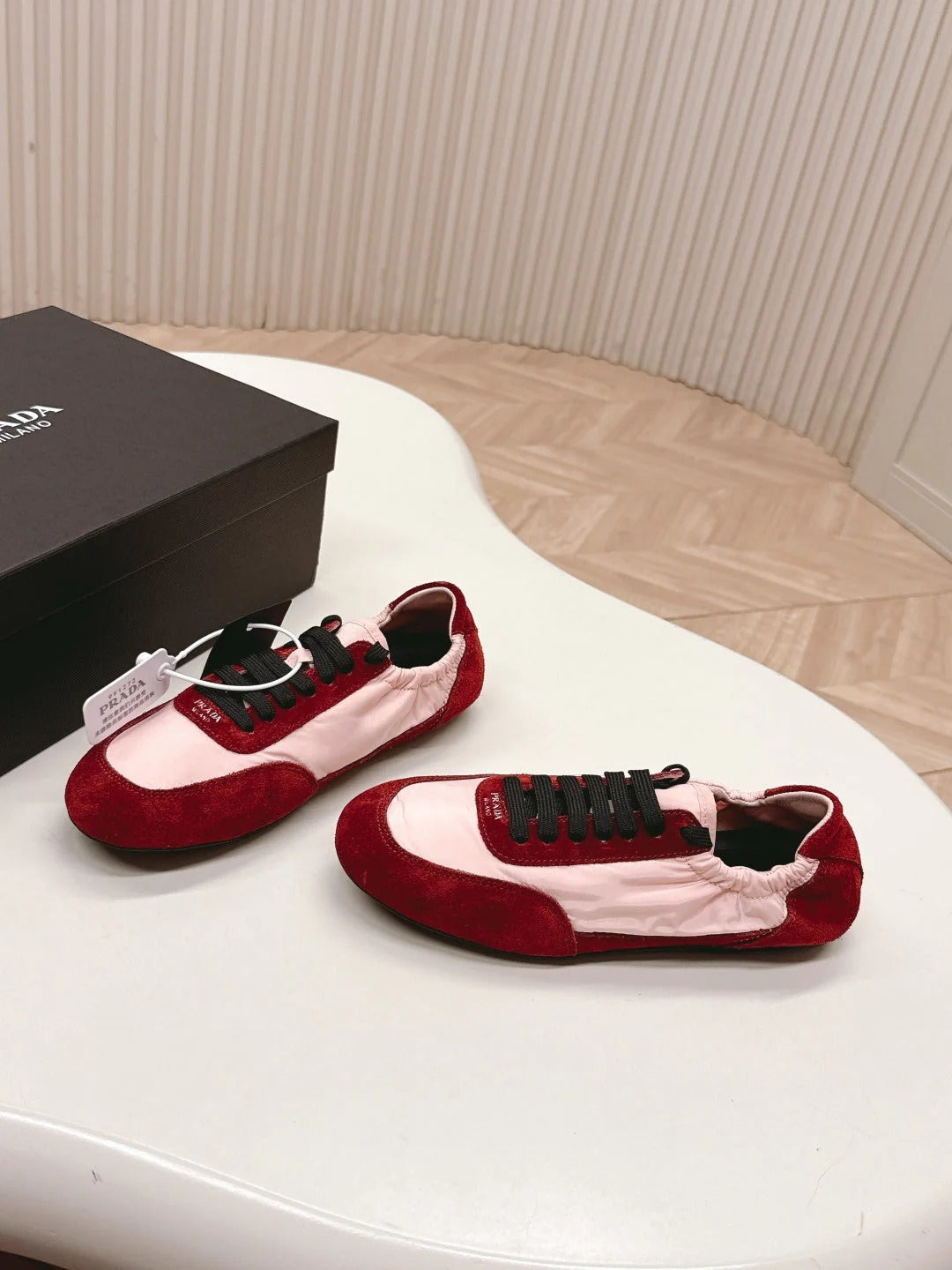 PRA 26S Sneaker Light Pink Red Suede Canvas 600603