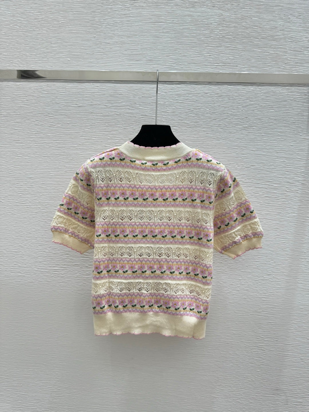 Dior 2026 Short-sleeve Knit Cardigan Pink Cream Wool