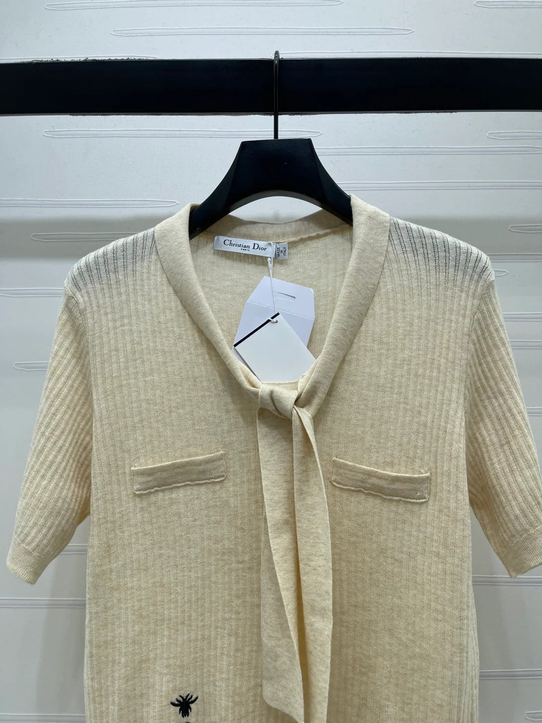 Dior 2026 Short-sleeved Knitted Polo Shirt White Beige Wool