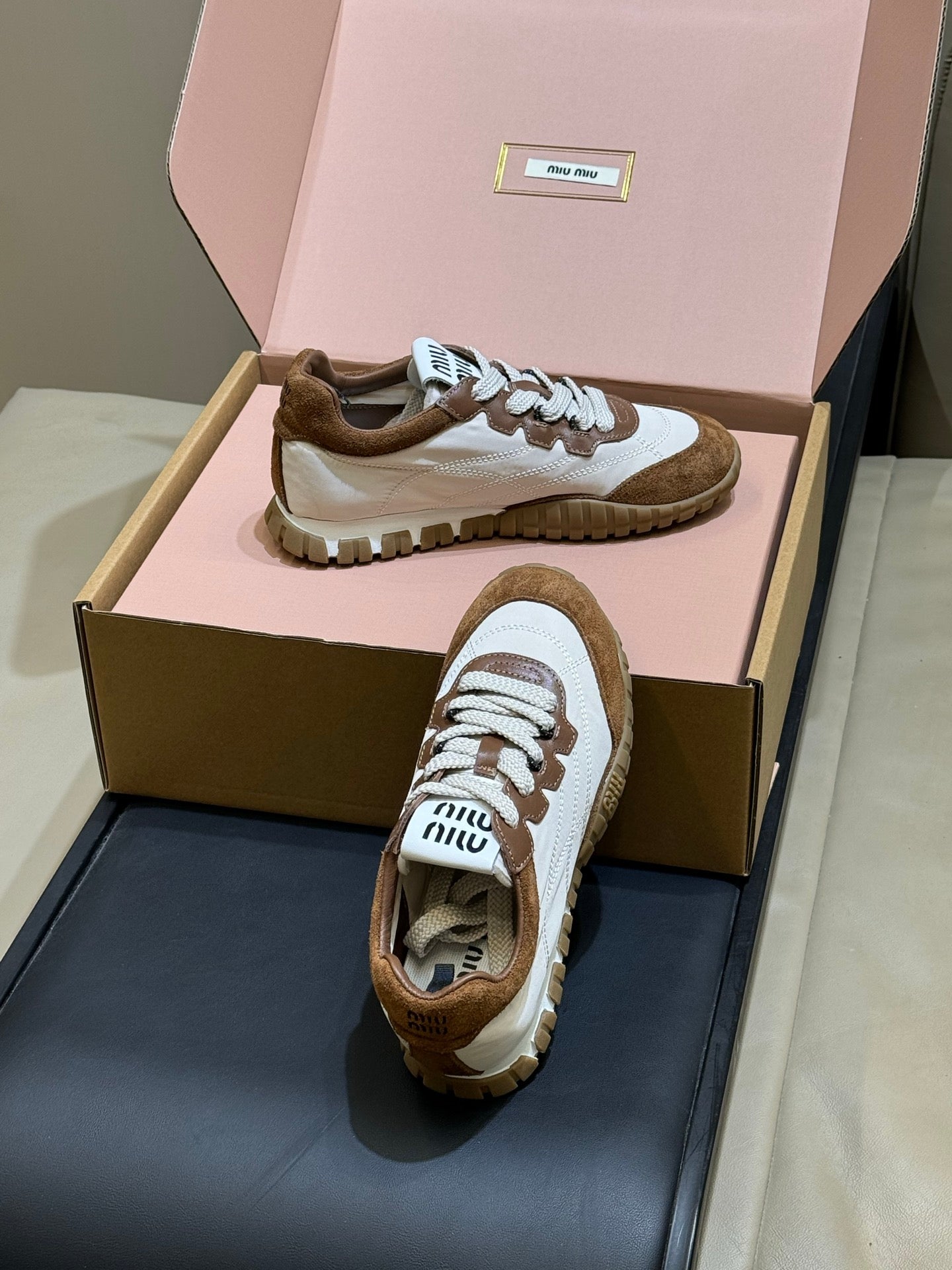 Miu Miu 2026 Tyre Sneaker Brown Leather Suede 621352