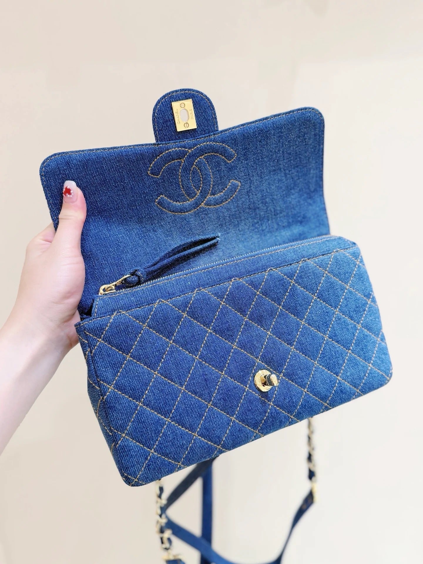 Chanel 2026 Backpack 26cm Blue Denim Leather 351418