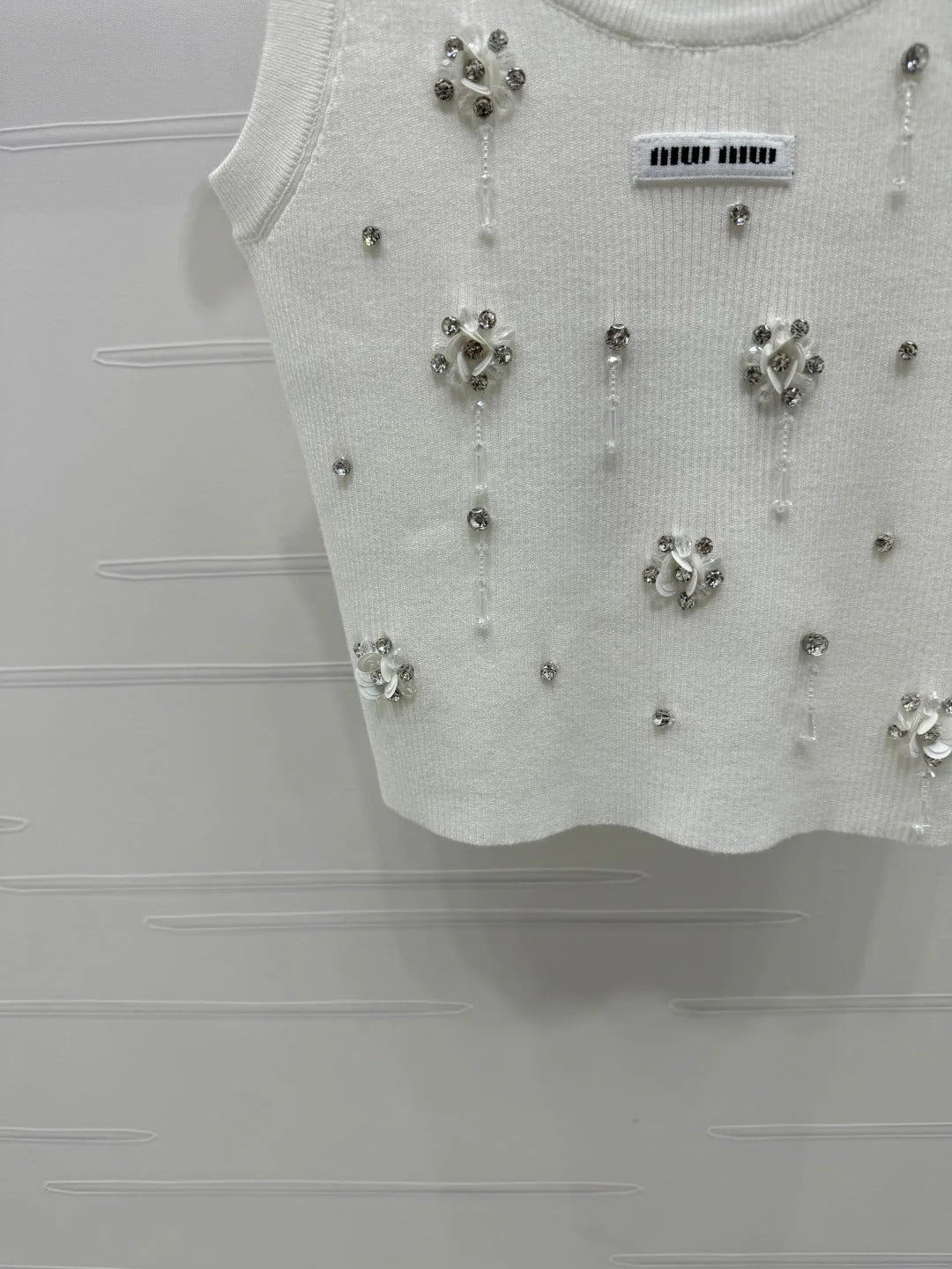 MIUMIU EMBELLISHED KNIT TOP 269491