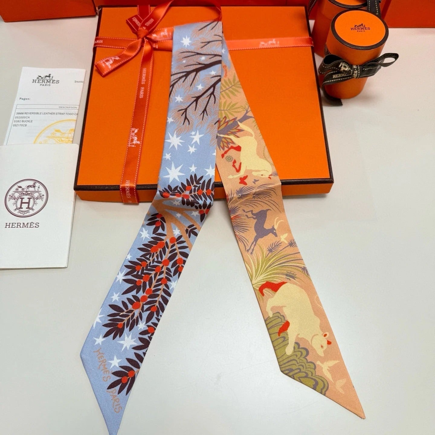 HERMES 25S SILK NECKERCHIEF 86 IN SILK 714350