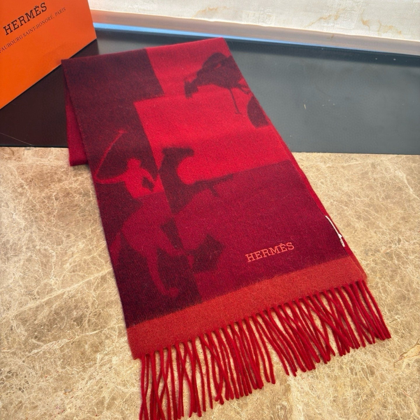 HERMES 25S SCARF 170 IN CASHMERE 854665