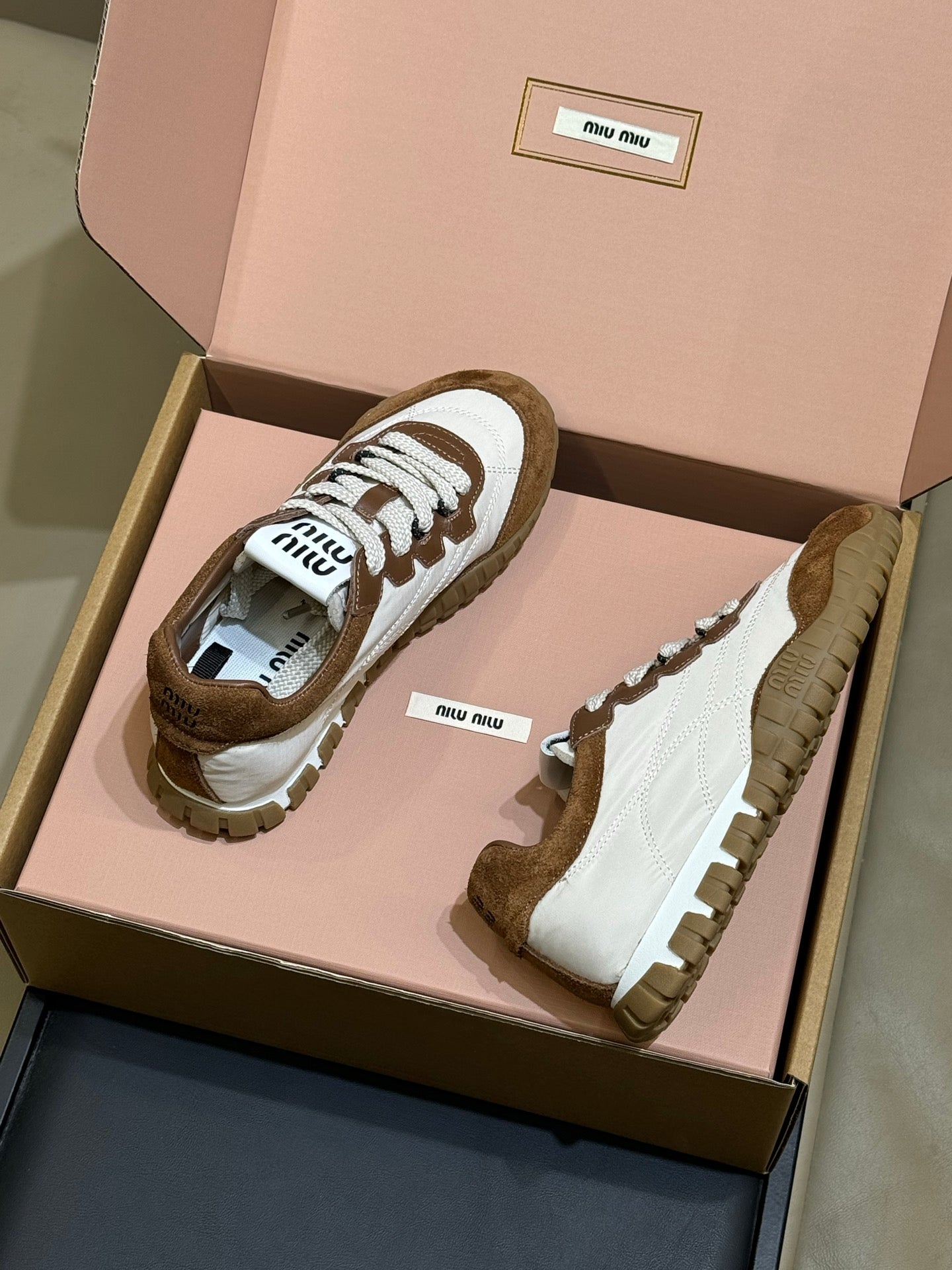 Miu Miu 2026 Tyre Sneaker Brown Leather Suede 621352