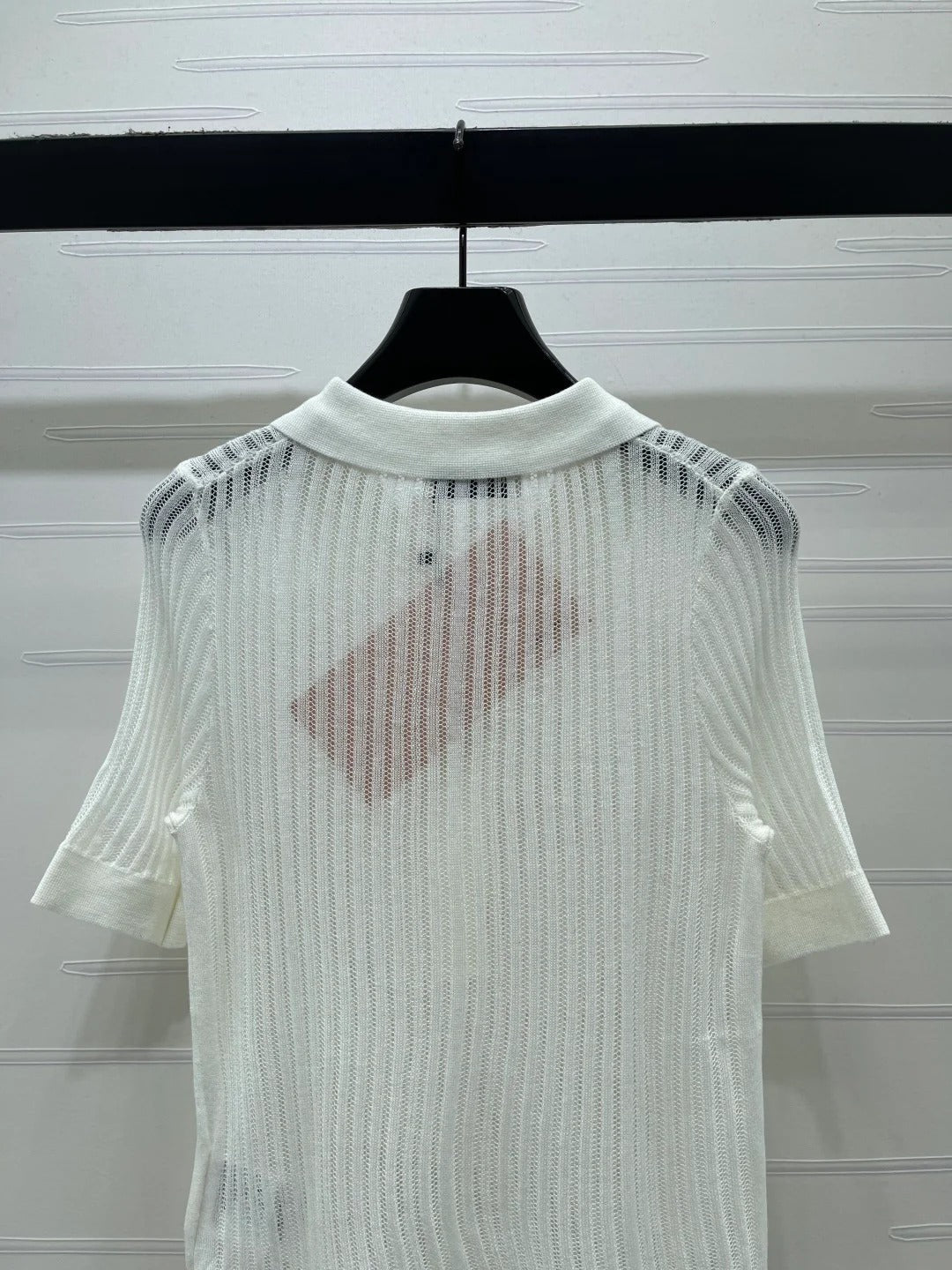 Miumiu 2026 Hollow-out Polo Knit Short-Sleeve T-Shirt Wool Cashmere 356485