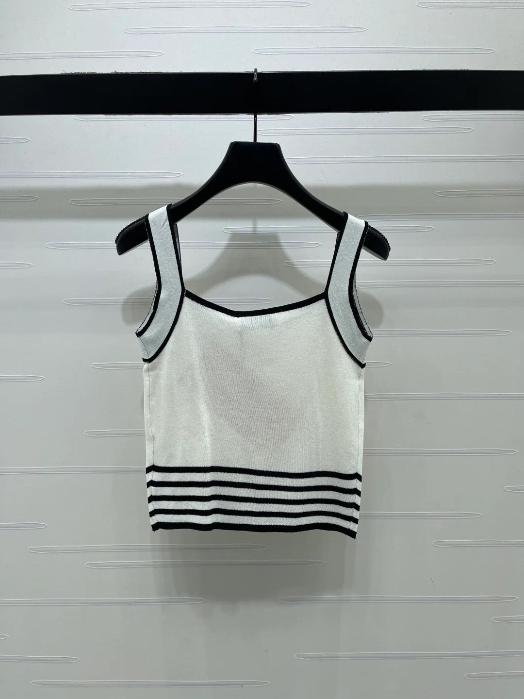 Miumiu 2026 Knitted Striped Camisole Cream and White Wool Cashmere 356492
