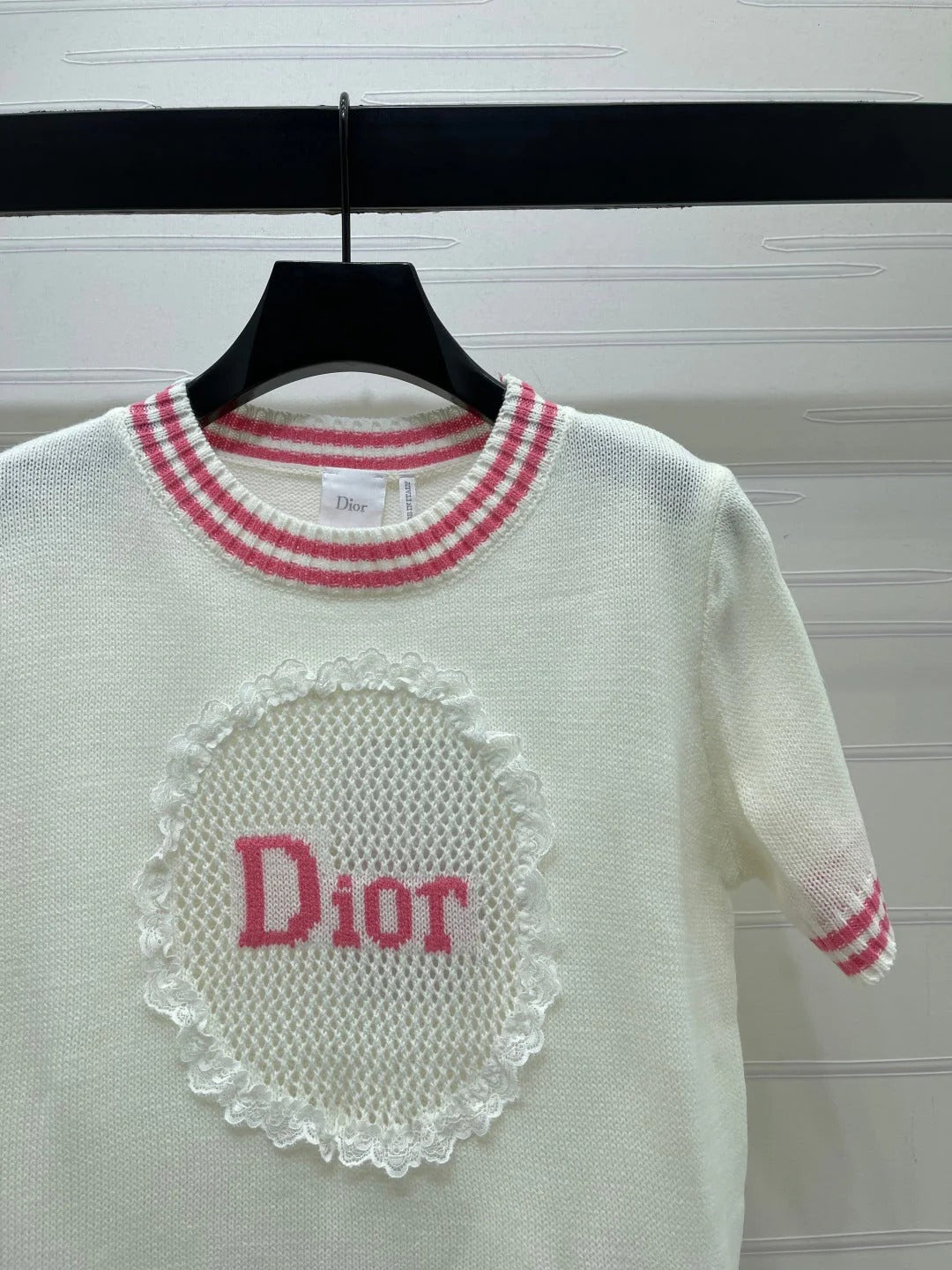 Dior 2026 Embroidered Knit Short-sleeved Shirt Cotton Wool 398791