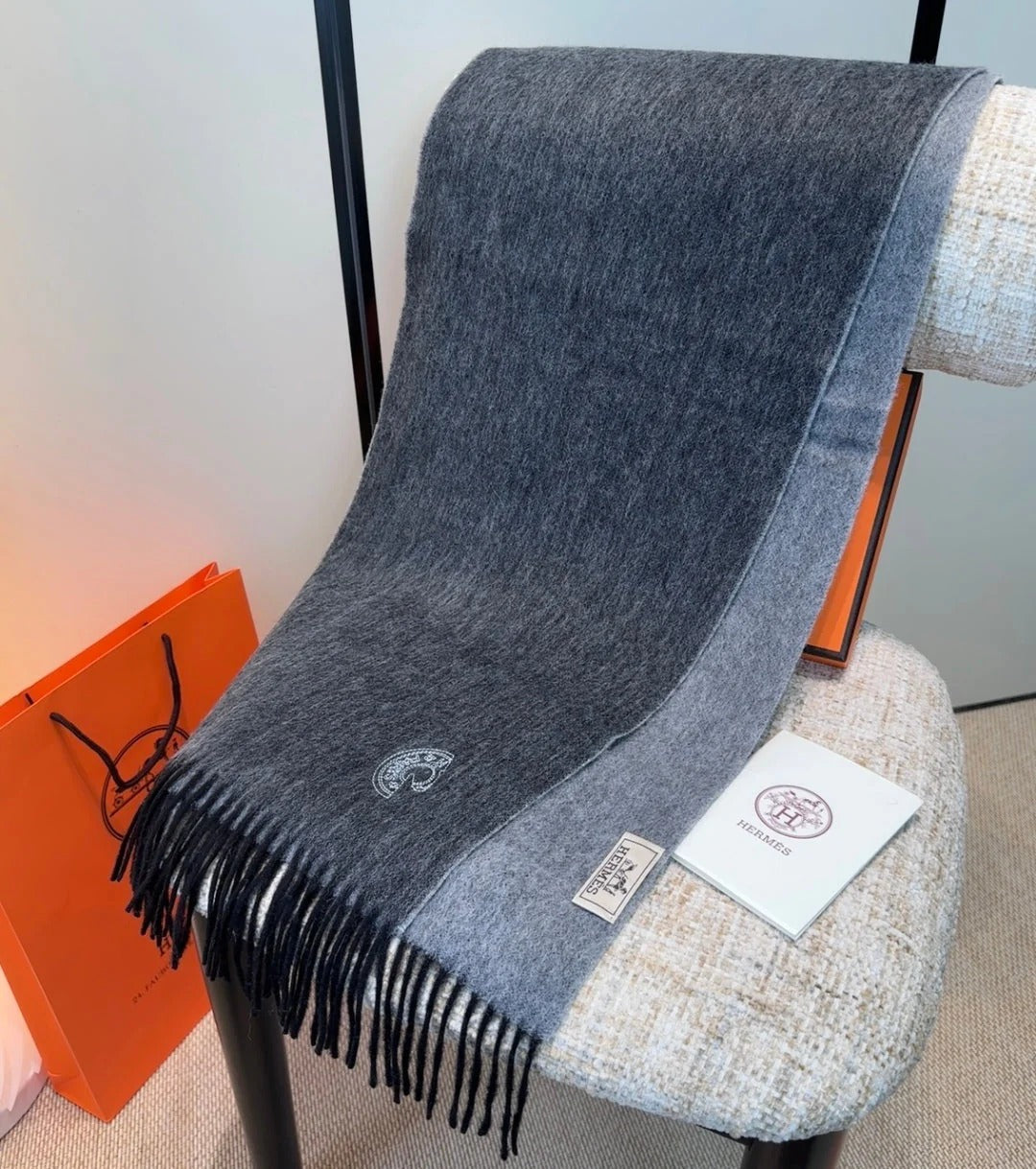 HERMES 25S SCARF 190 IN CASHMERE 854638