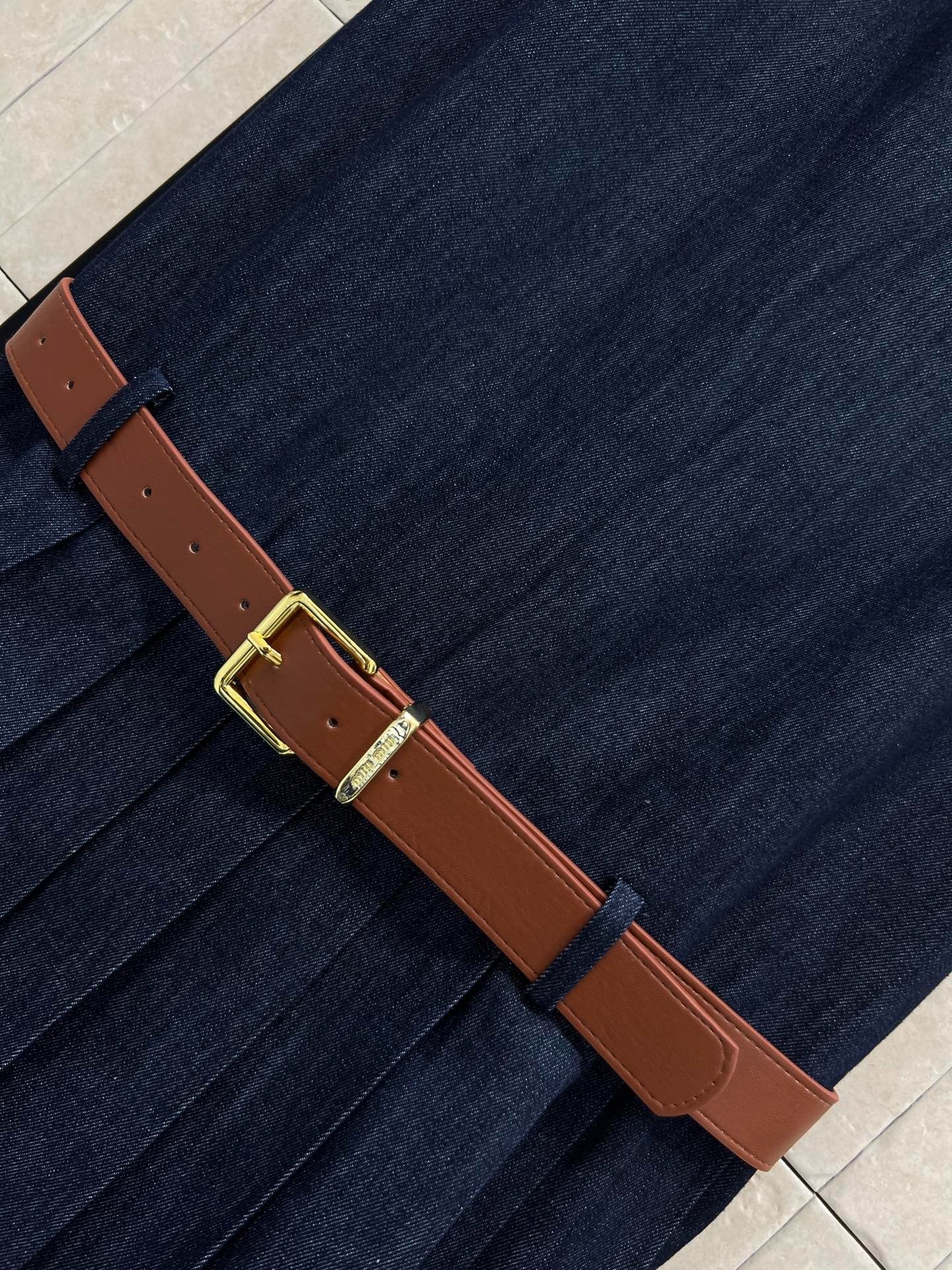 Miumiu 2026 Denim Sleeveless Dress Dark Blue Cotton 357003