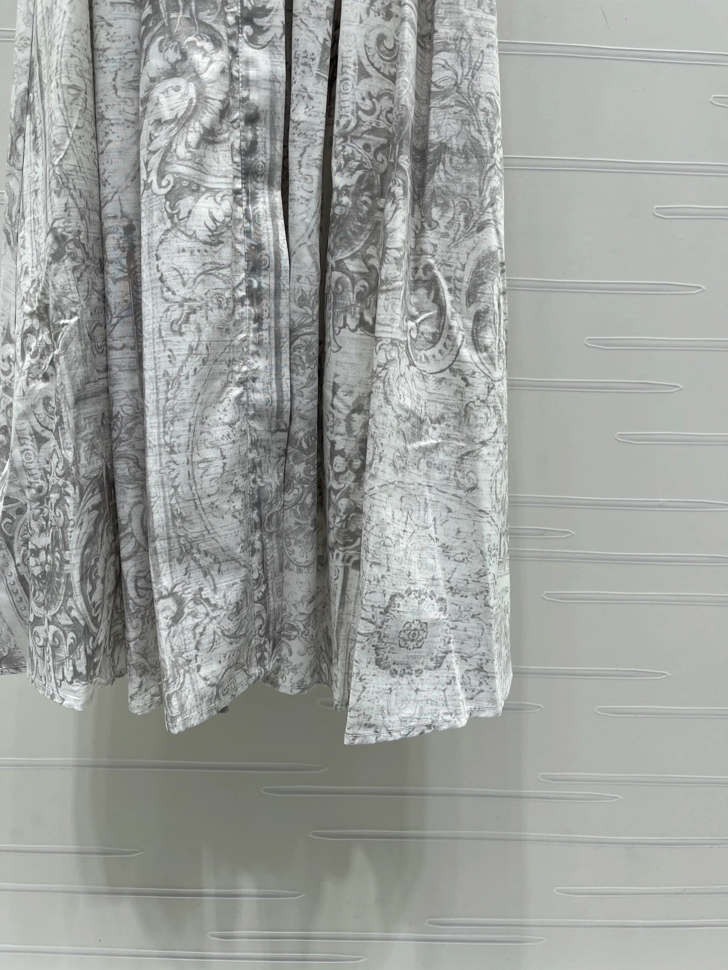 Dior 2026 Printed Short-Sleeve Dress White Grey Polyester
