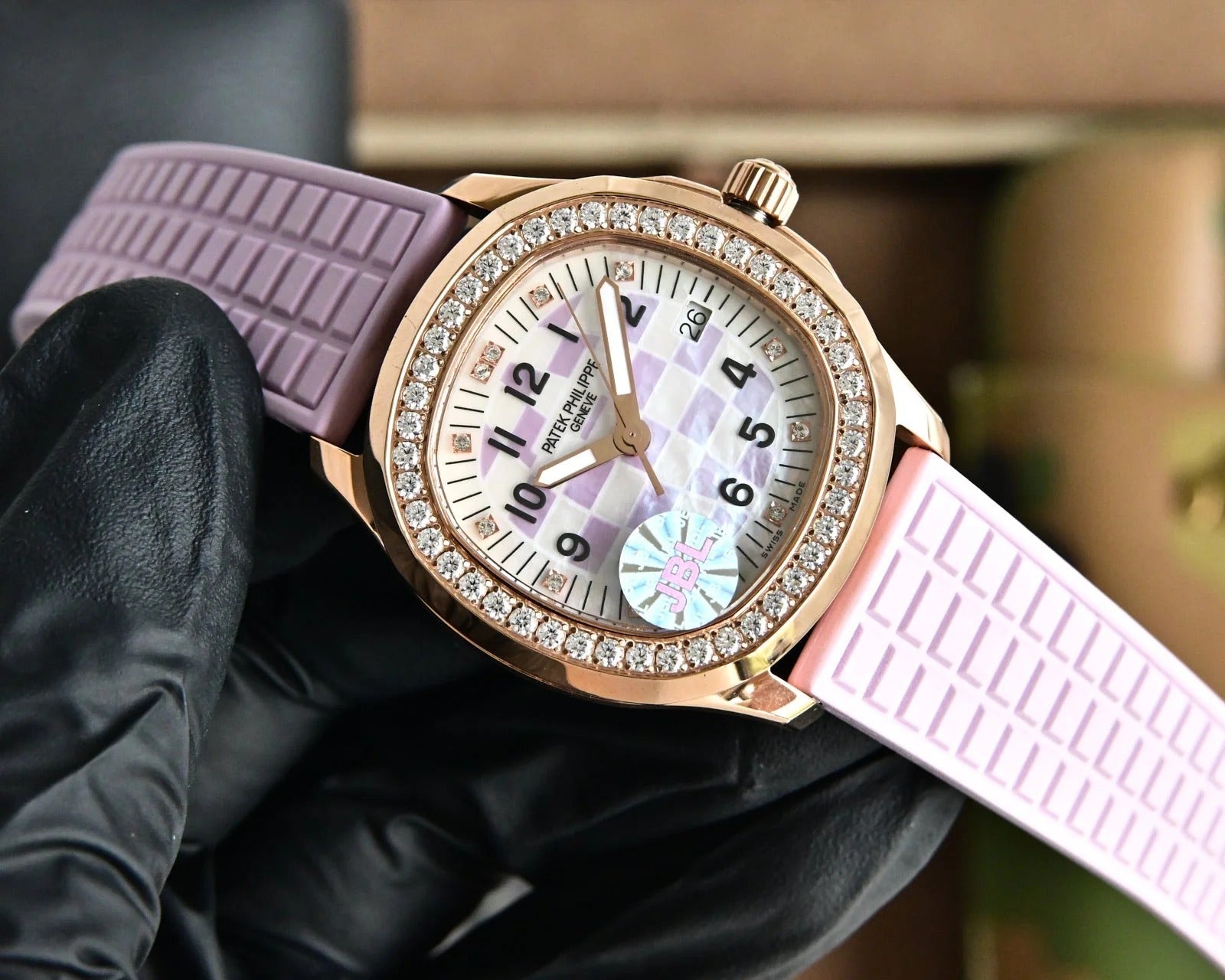 Patek Aquanaut 35.6mm Rose Gold Case Pink Strap Watch