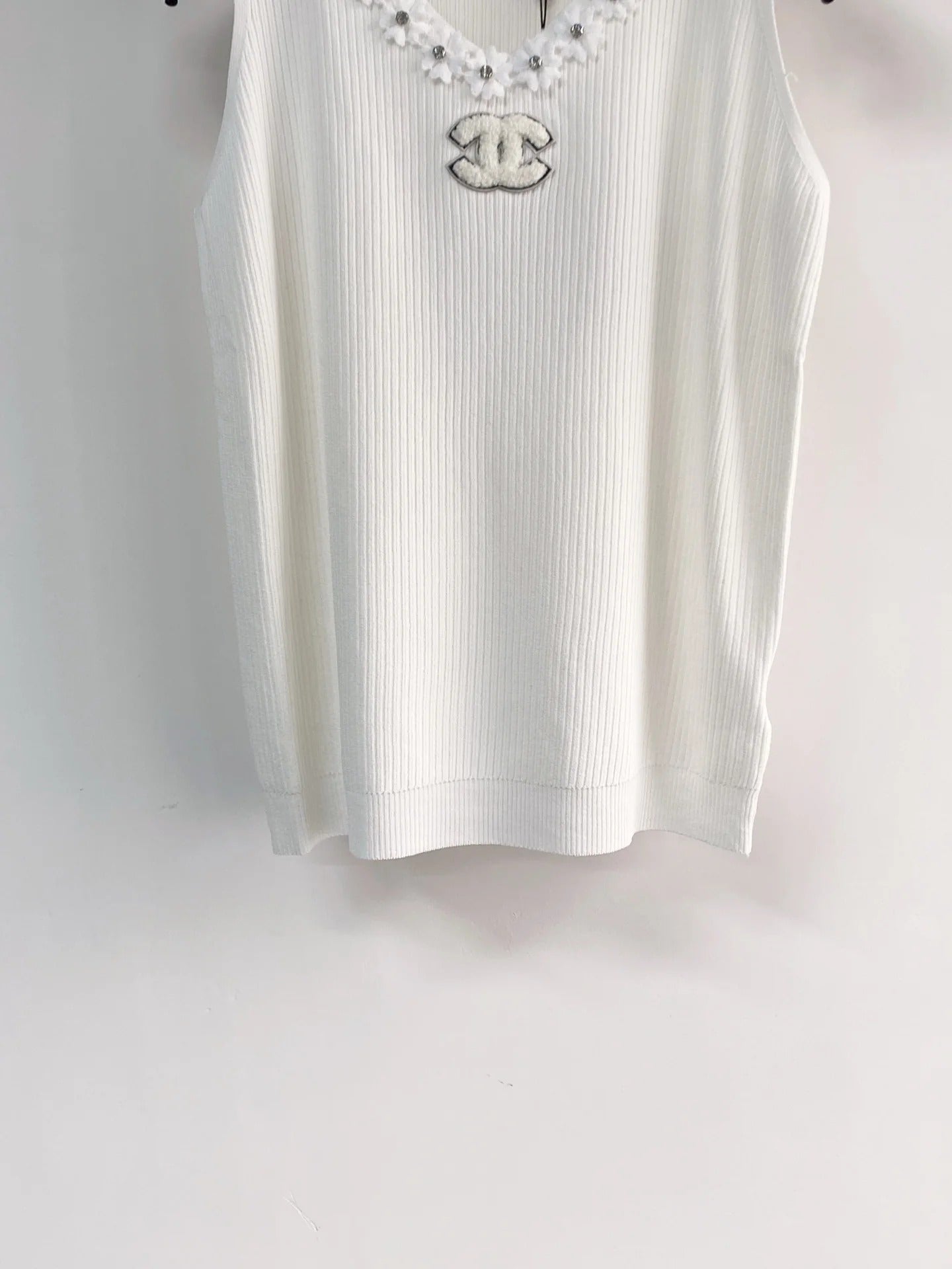 Chanel 2026 Flower Shirt White and Black Polyester Viscose