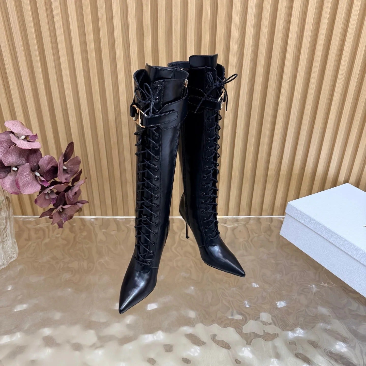 Dior 2026 Knee-High Boots 80mm Black Cowhide 956005