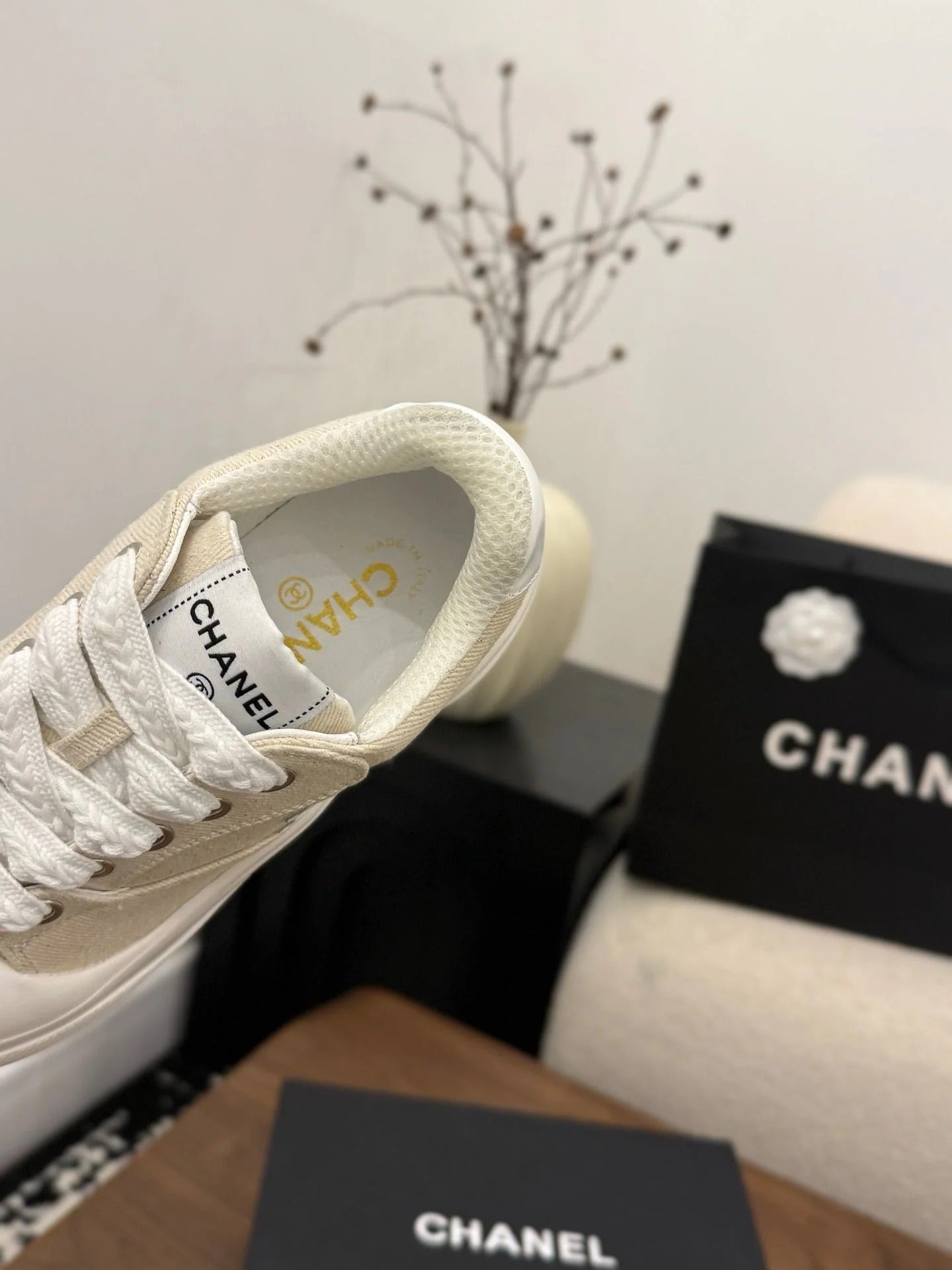 CC 26s Casual Sneaker Beige White Canvas Leather 183589