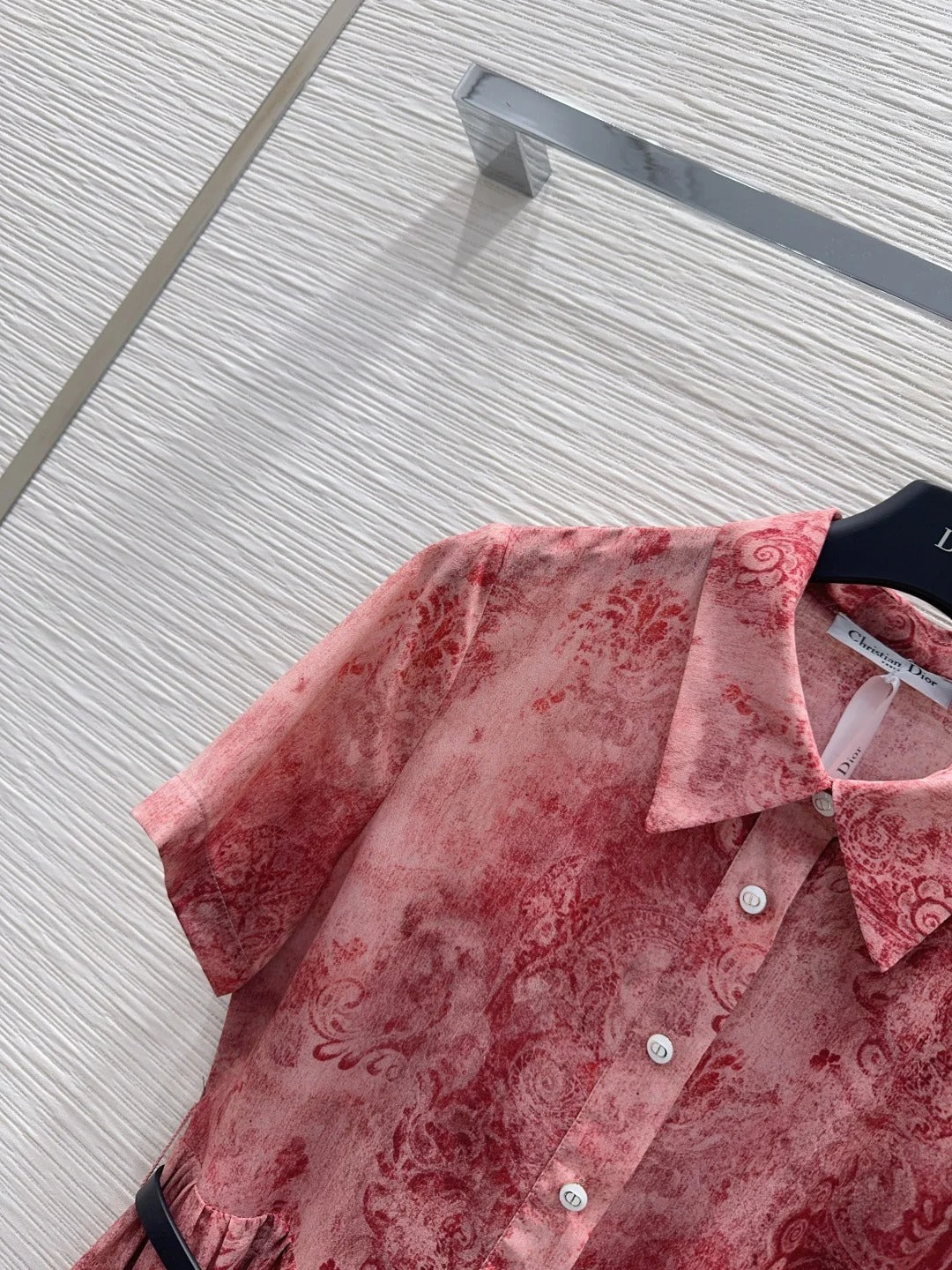 Dior 2026 Red Patterned Dress With Black Belt