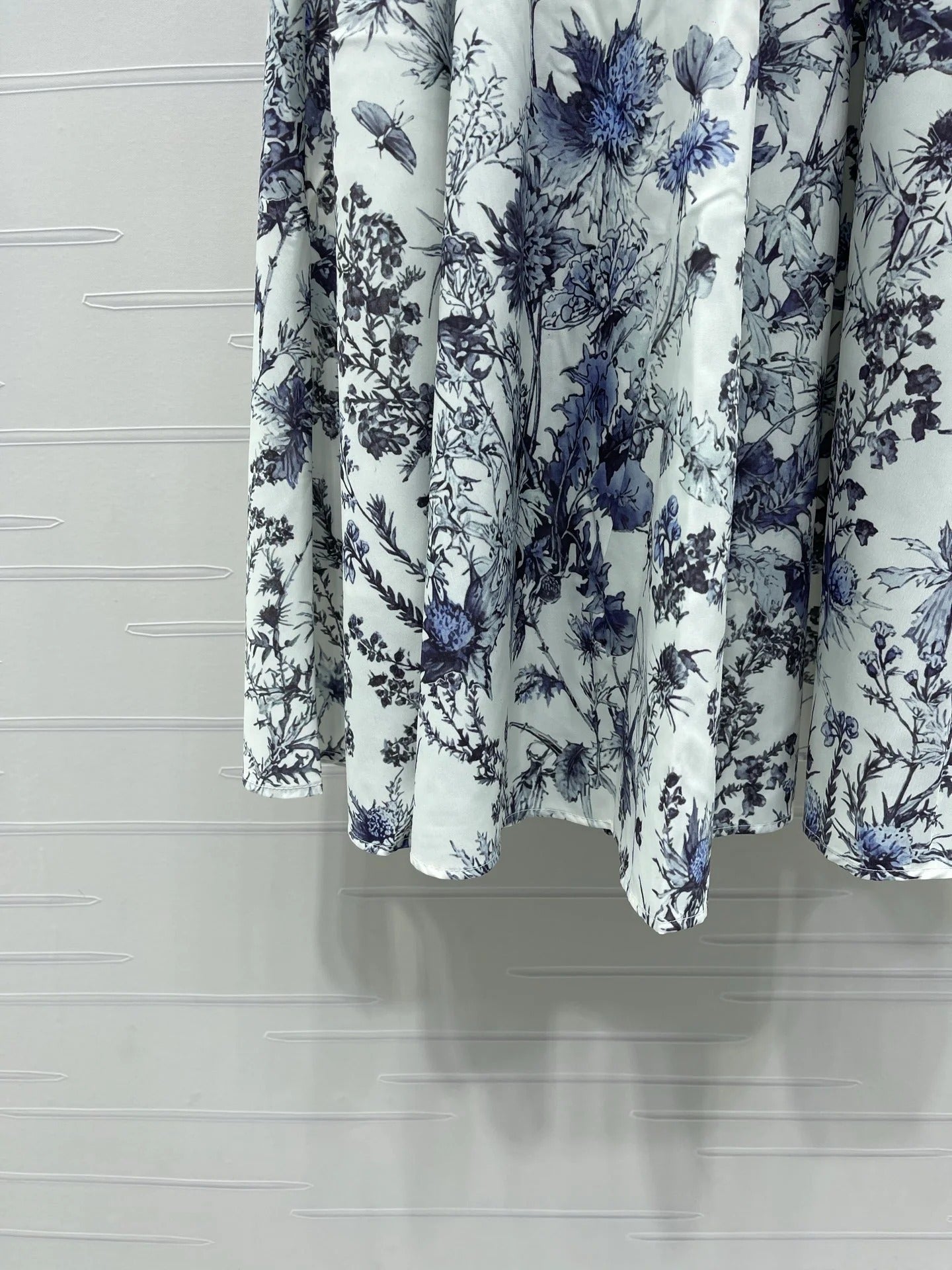 Dior 2026 High-waisted Printed Midi Skirt White Blue Polyester