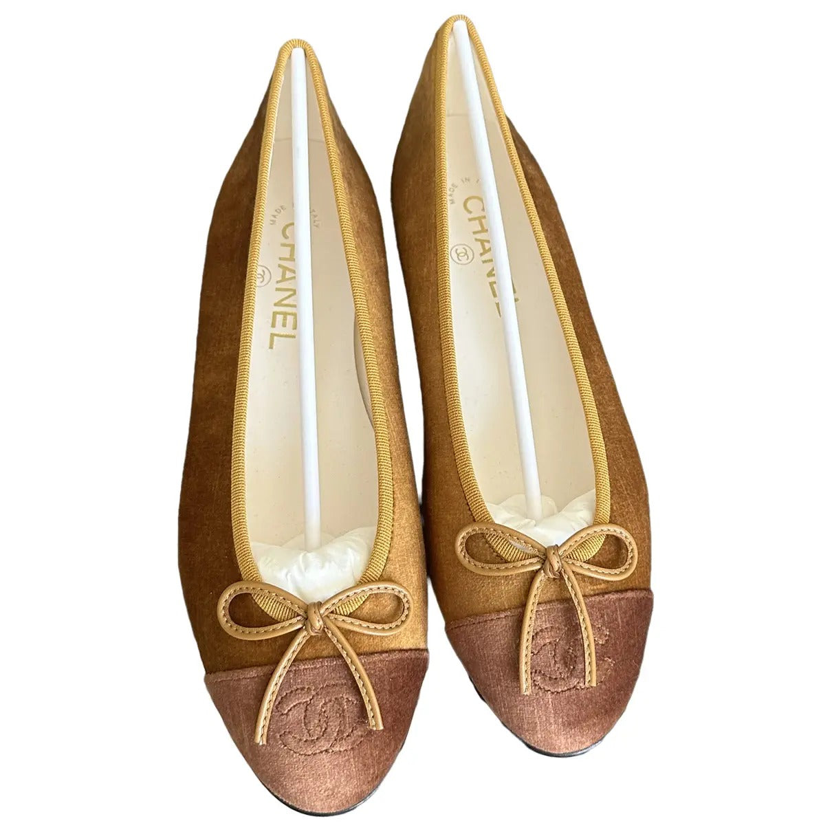 CC Cambon Ballet Flats Camel Velvet