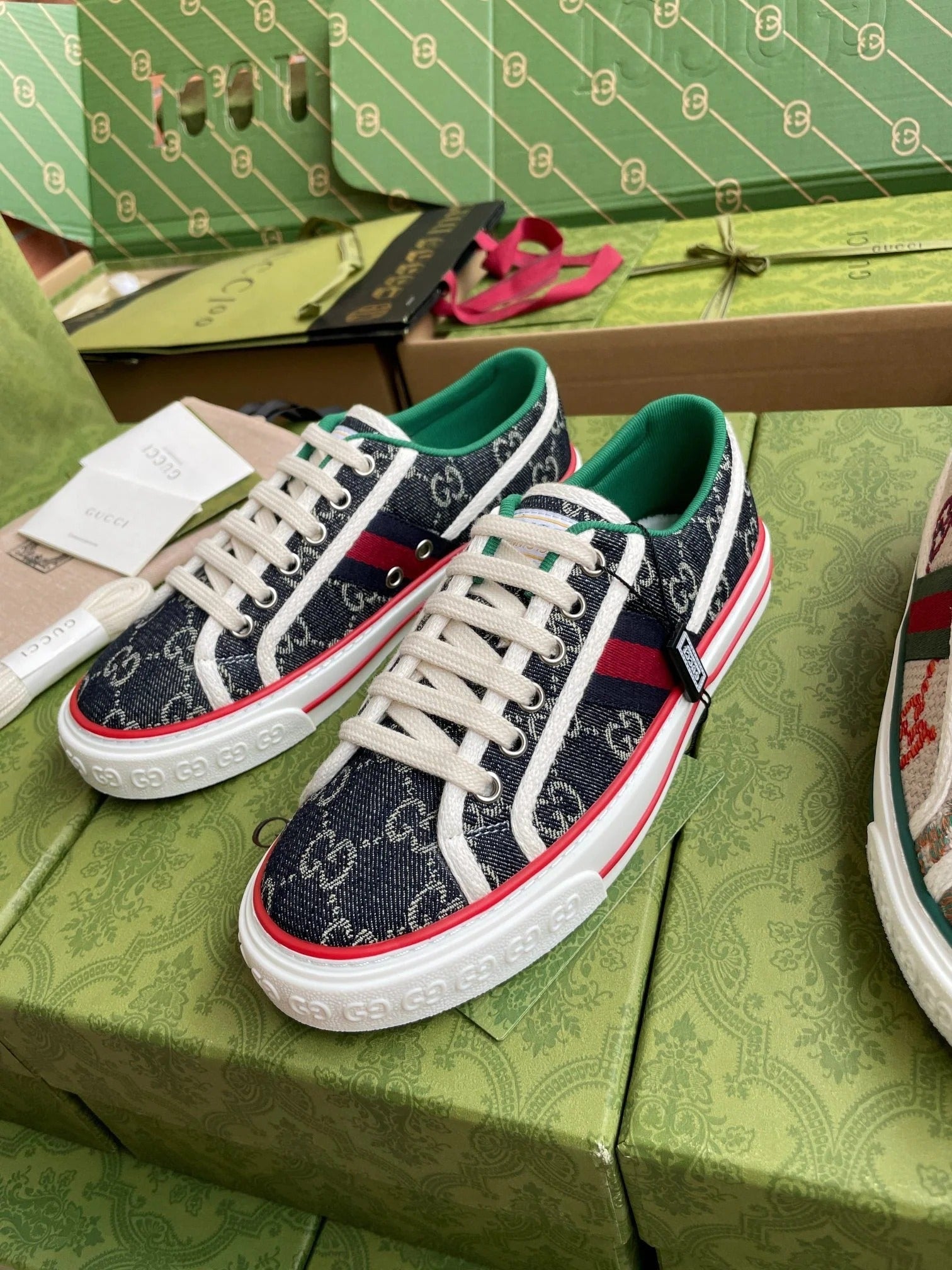 GG 26 Platform Sneaker Dark Blue Monogram Denim 632828