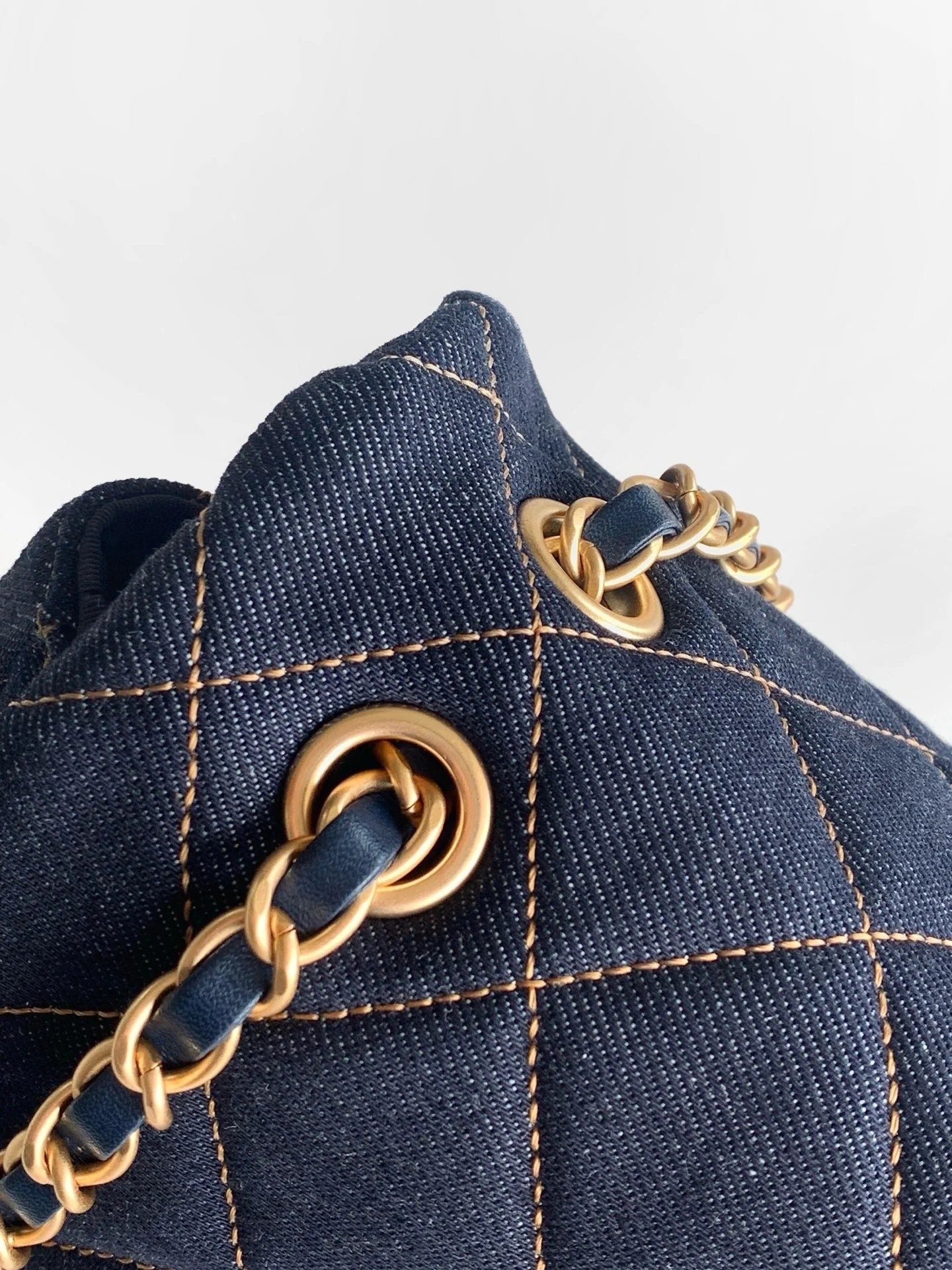 CC  2026 Flap Bag 38.5cm Blue Denim Leather