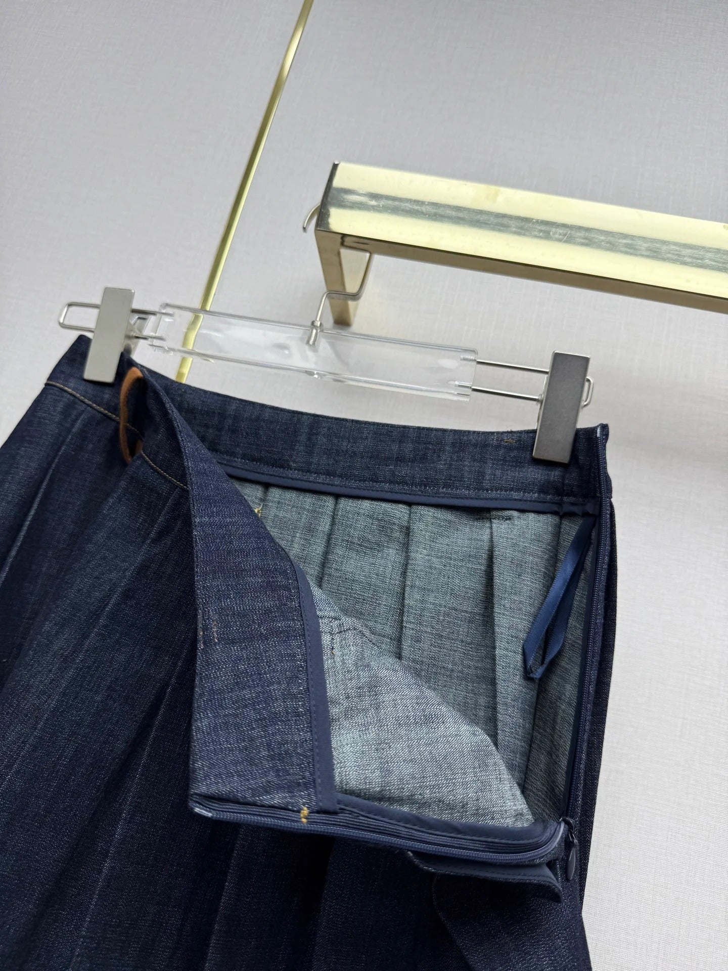 Miumiu 2026 Retro Denim Pleated Skirt Blue Cotton 351555
