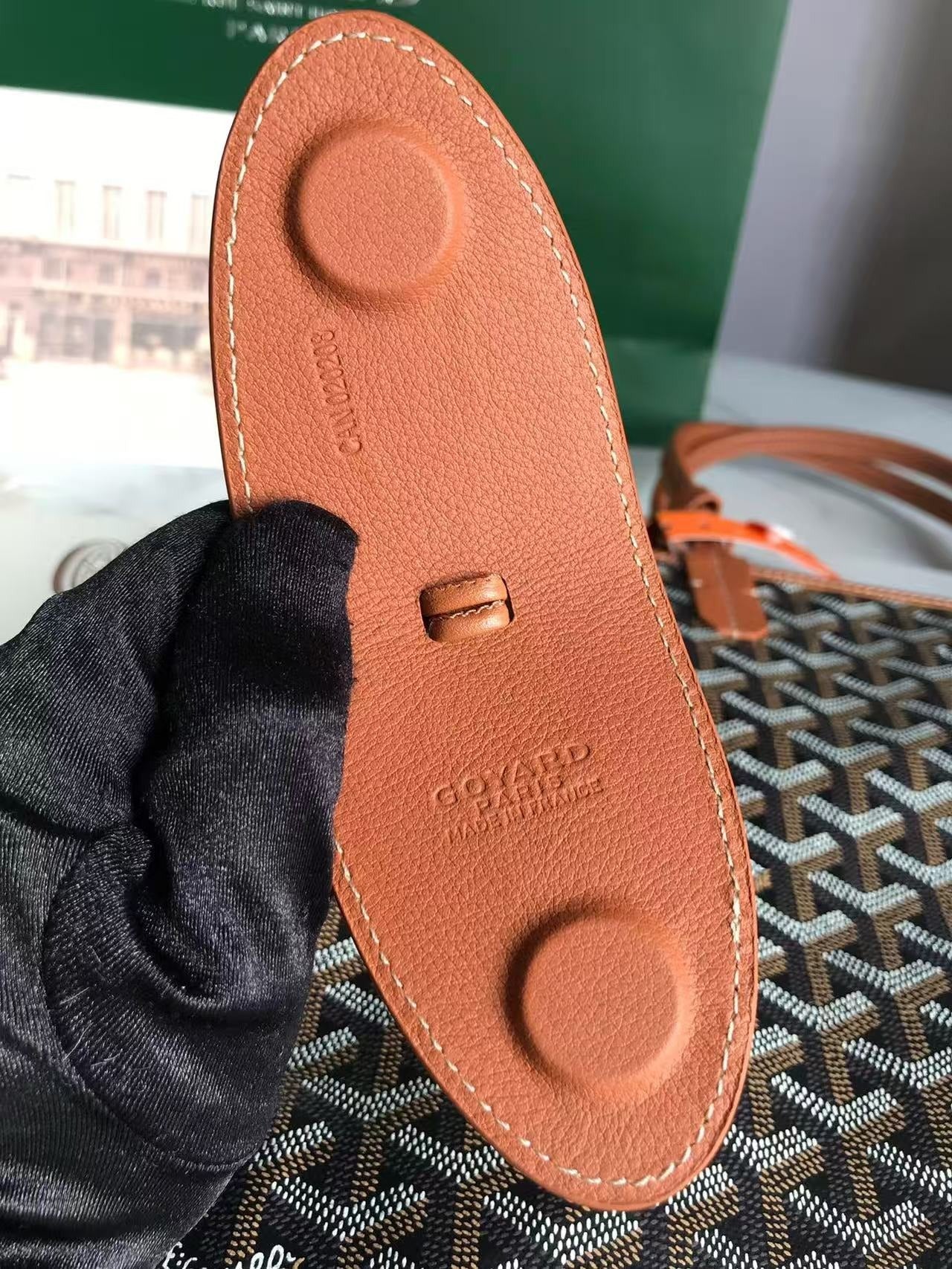 Goyard Saint Louis PM 34 Black Goyardine Canvas Tan Calfskin