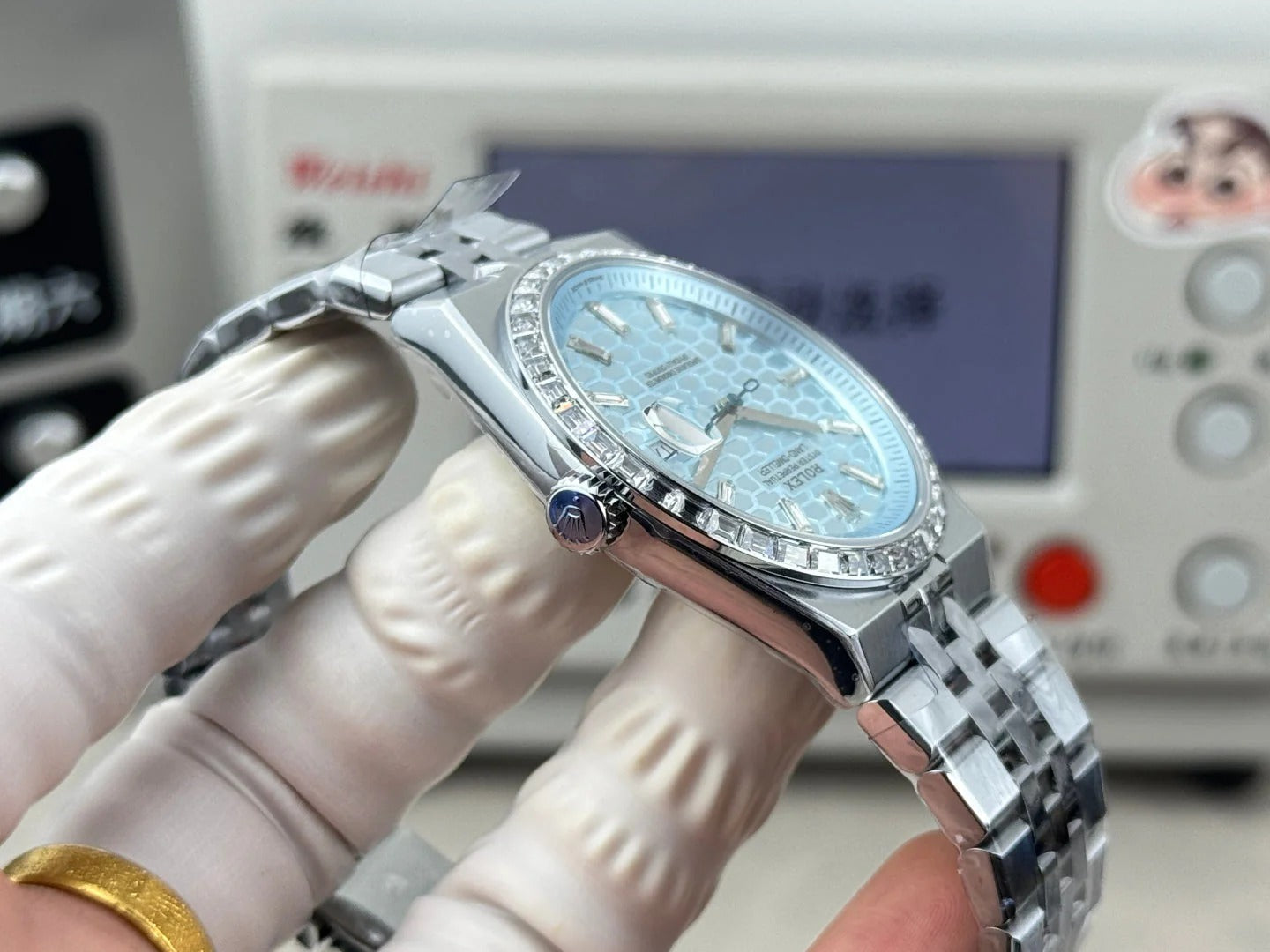 Rolex Land-Dweller Ice Blue Dial Diamond Bezel