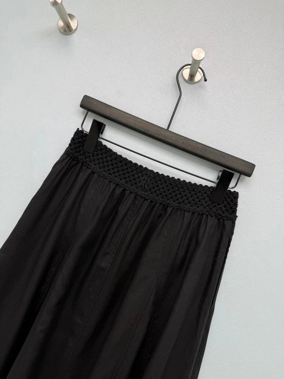 Miumiu 2026 Midi Skirt with Crocheted Waistband Cotton Tencel 392402