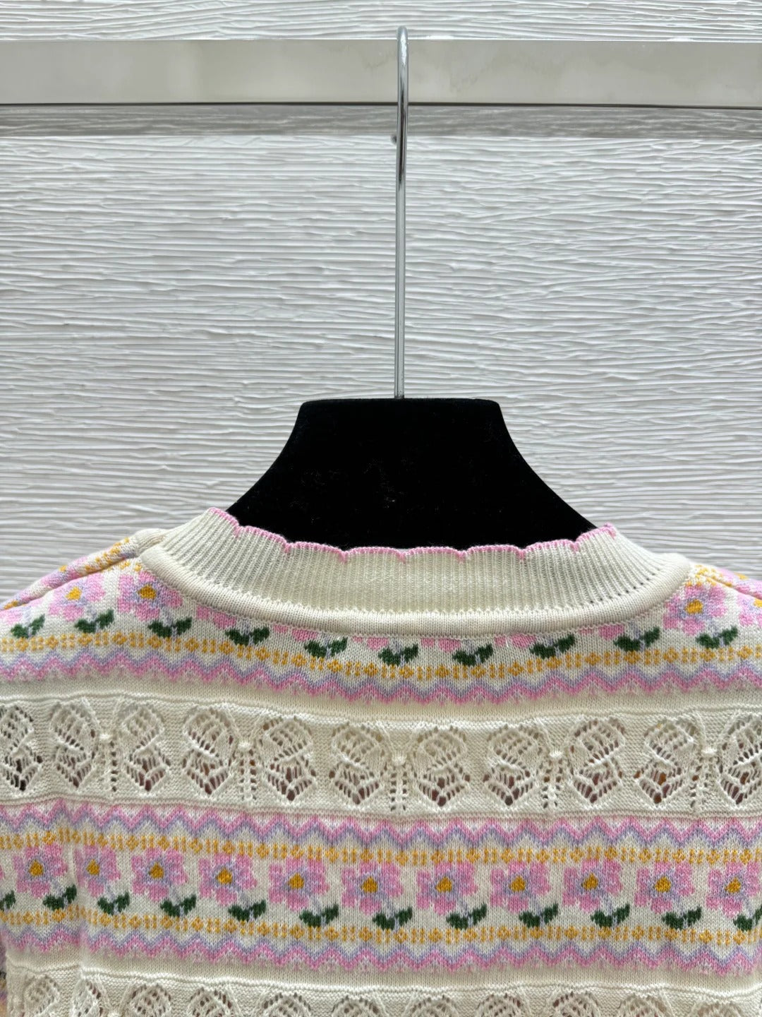 Dior 2026 Short-sleeve Knit Sweater Pink Cream Wool