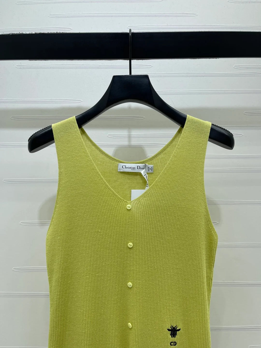 Dior 2026 V-neck Tank Top White Black Blue Green Wool